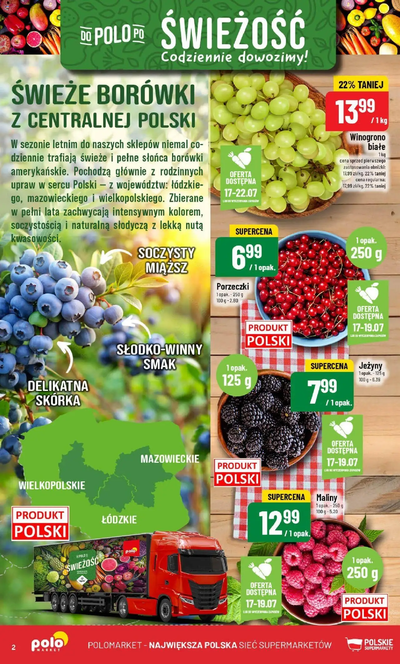 POLOmarket Gazetka od 16.07.2025 | Strona: 2 | Produkty: Maliny, Winogrono, Jeżyny