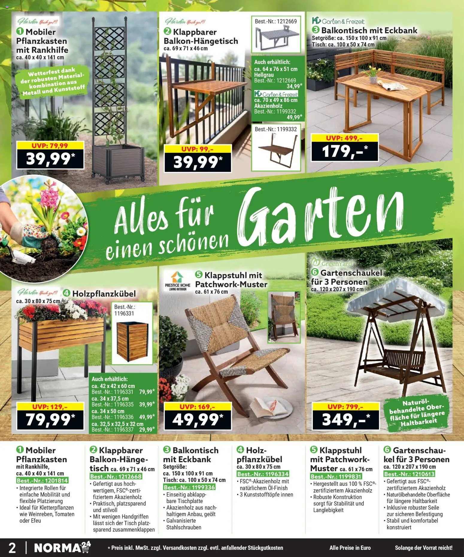 Norma Bestellmagazin April 2026 – gültig ab 01.04.2026 | Seite: 2 | Produkte: Eckbank, Tisch, Tomaten