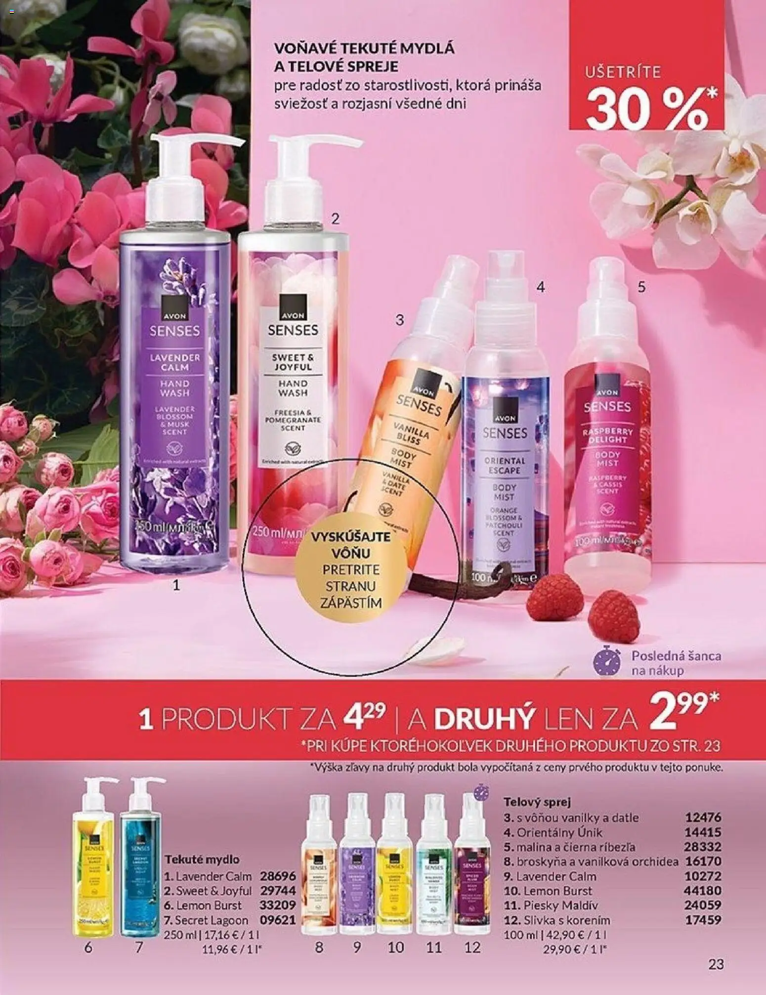 Nové Avon akcie – leták je platný od 01.03.2026 | Strana: 23 | Produkty: Mydlo, Orchidea