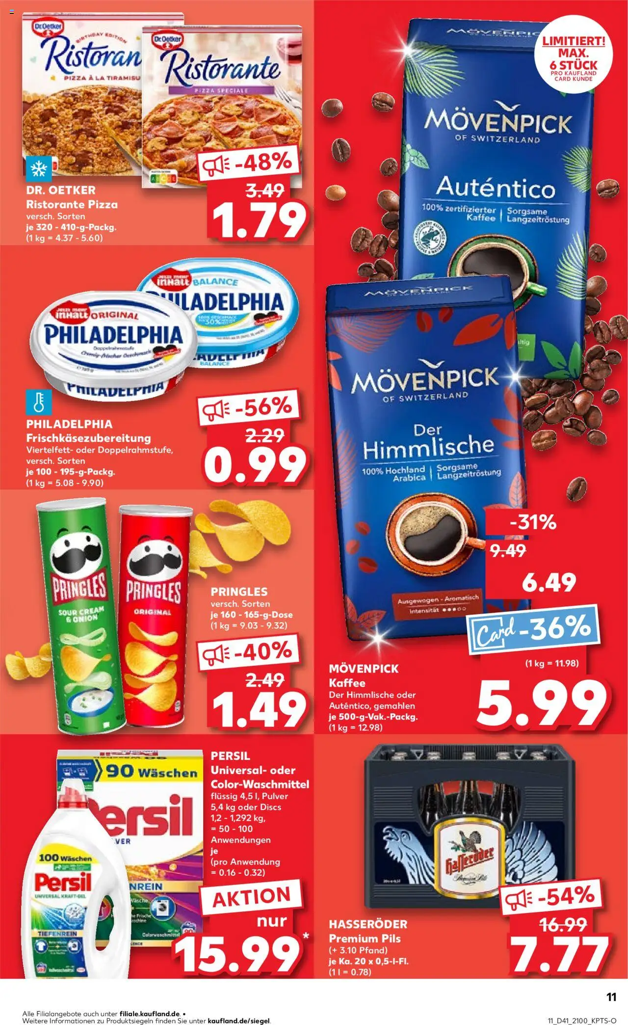 Kaufland prospekt Stuttgart	 – gültig ab 12.10.2025 | Seite: 11 | Produkte: Philadelphia, Pils, Movenpick kaffee, Chips