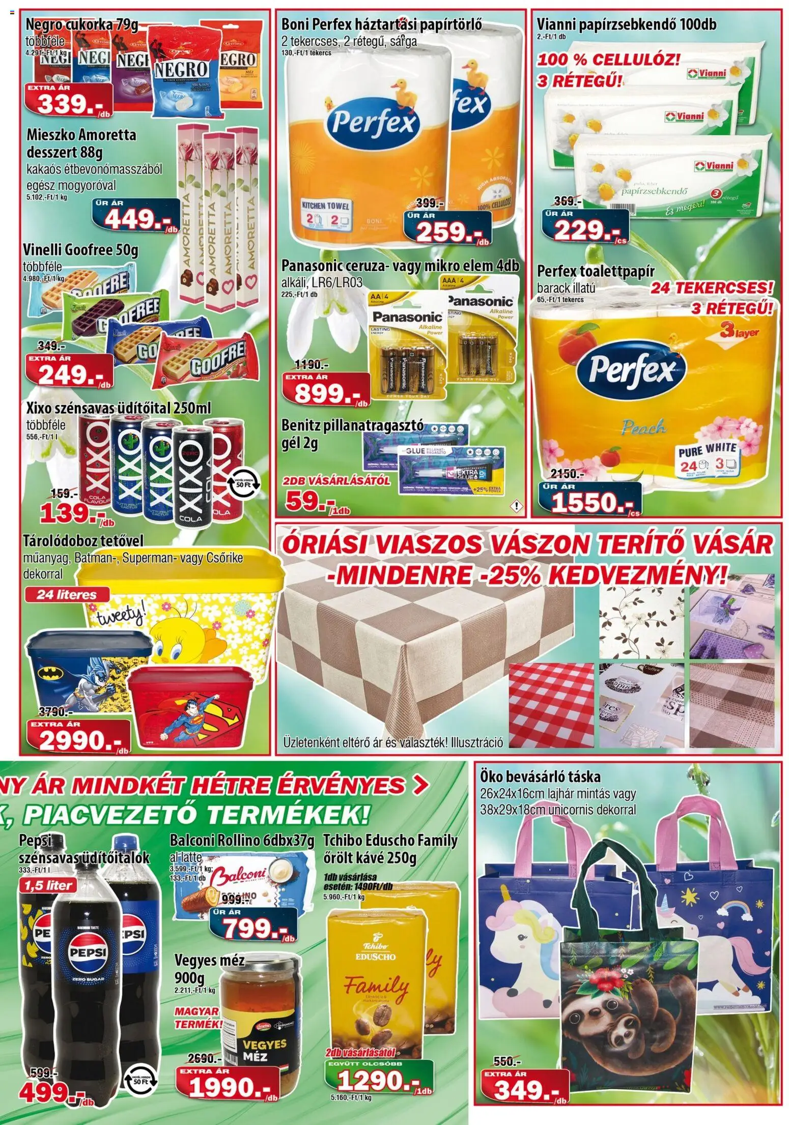 Vianni akciós ujság - amely érvényes a következő dátumtól: 04.02.2026 | Oldal: 3 | Termékek: Pepsi, Táska, Papírtörlő, Cukorka