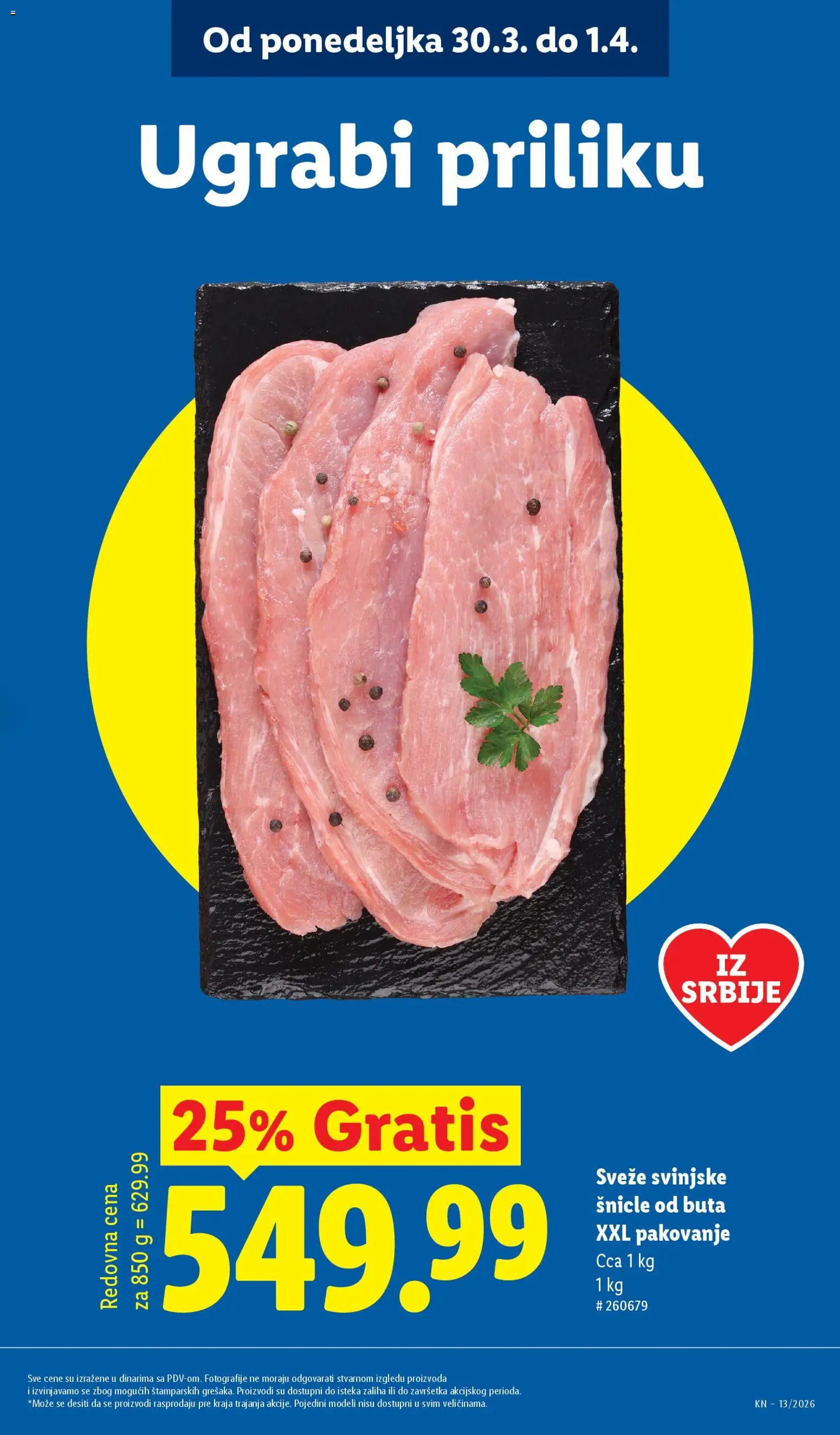 Lidl katalog - važi od 26.03.2026 | Strana: 15 | Proizvode: Svinjske šnicle, Pakovanje