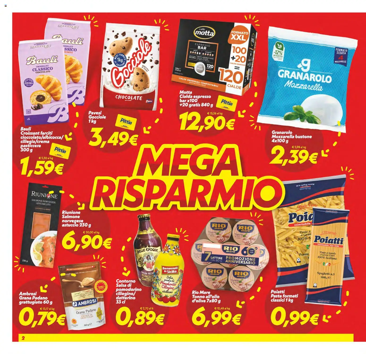 Volantino SuperConveniente del 05.12.2025 | Pagina: 2 | Prodotti: Salmone, Frutta, Mozzarella, Pasta