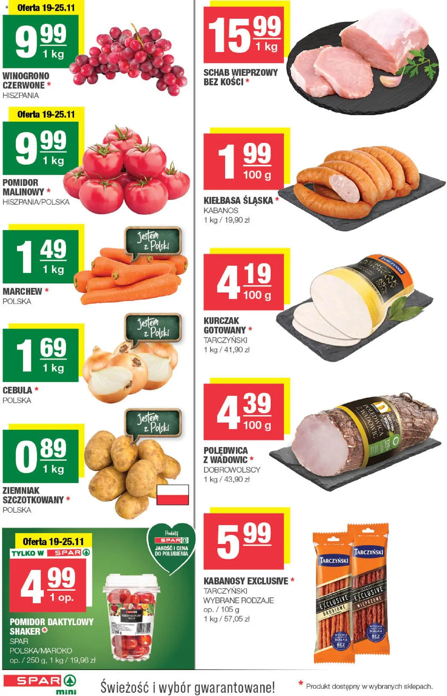 Spar Gazetka - Mini od 19.11.2025 | Strona: 2 | Produkty: Kiełbasa, Winogrono, Schab wieprzowy, Kabanosy