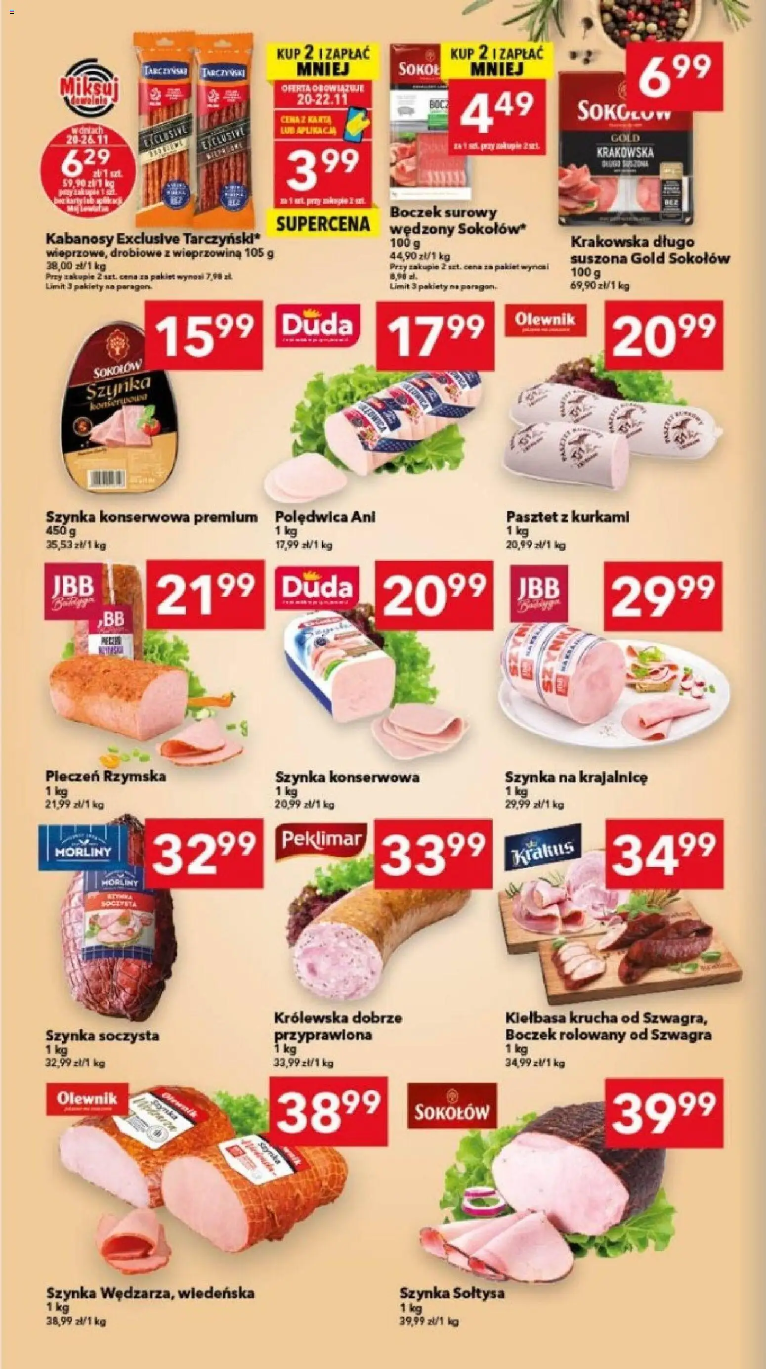Lewiatan gazetka - Bydgoszcz od 20.11.2025 | Strona: 2 | Produkty: Kabanosy, Szynka, Boczek, Wieprzowina