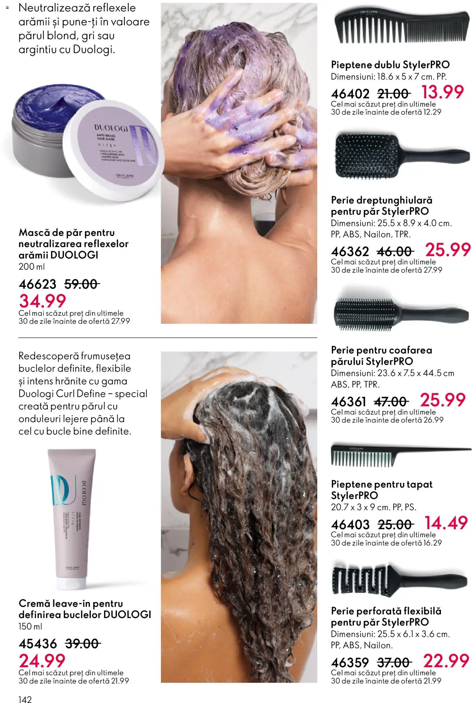 Noul catalog Oriflame – valabil de la 21.01.2026 | Pagină: 142 | Produse: Pieptene, Perie, Mască de păr, Cremă