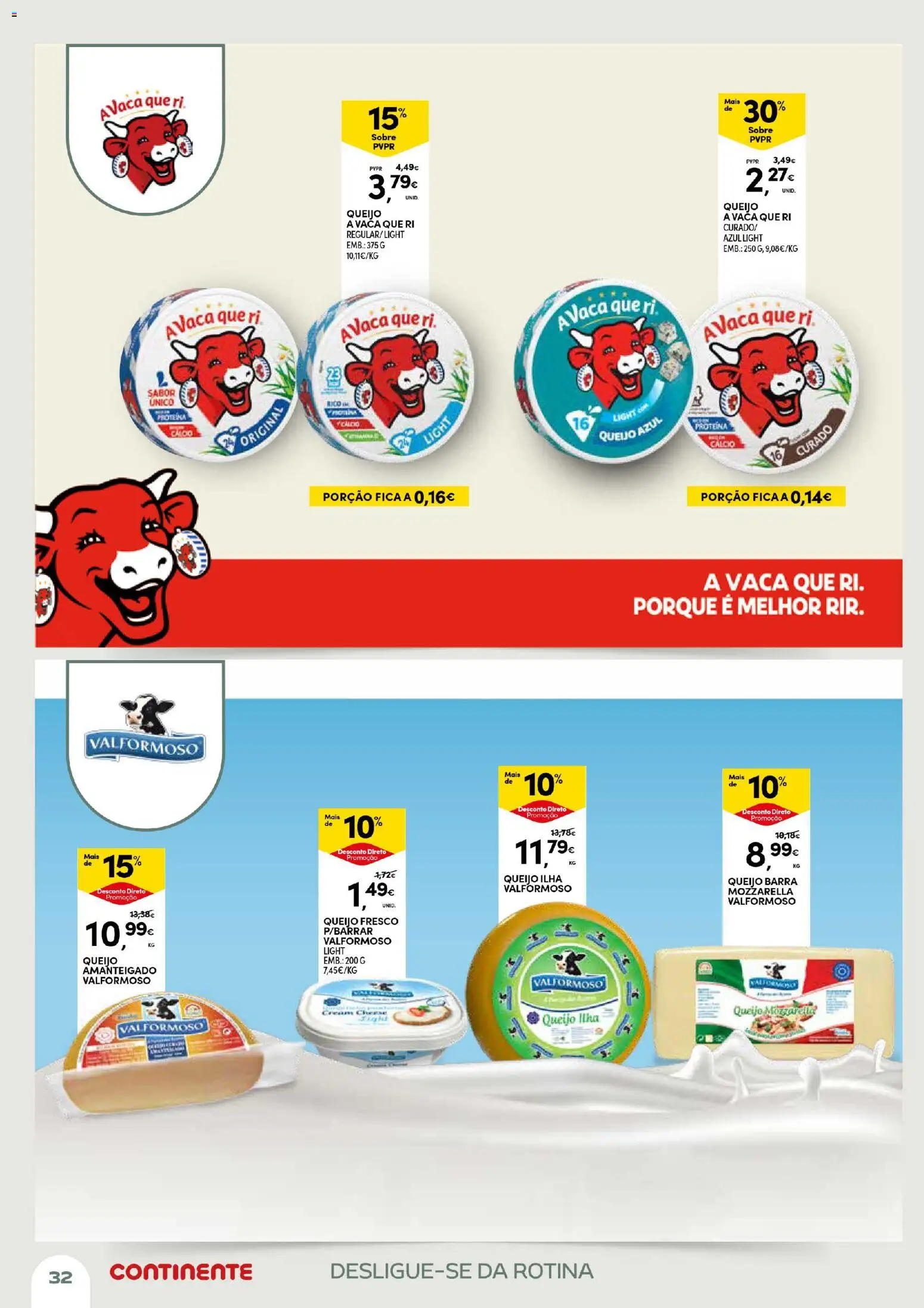 Continente Açores Momentos de pausa │ válido de 21.04.2026 | Página: 32 | Produtos: Cream cheese, Cálcio, Queijo, Proteina