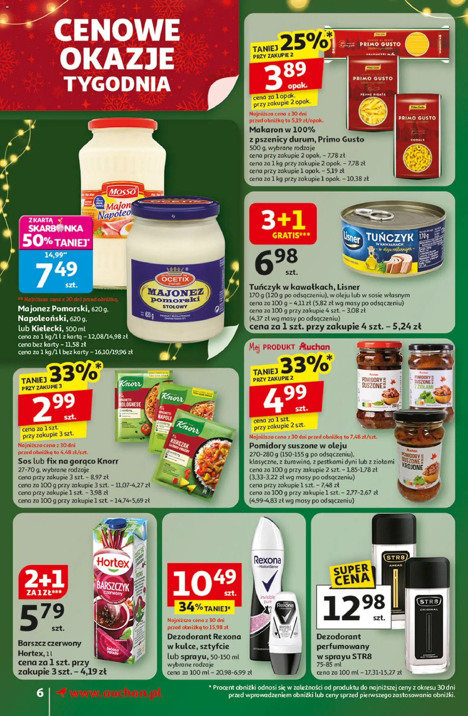 Auchan Gazetka od 11.12.2025 | Strona: 6 | Produkty: Barszcz, Pomidory suszone w oleju, Makaron, Majonez