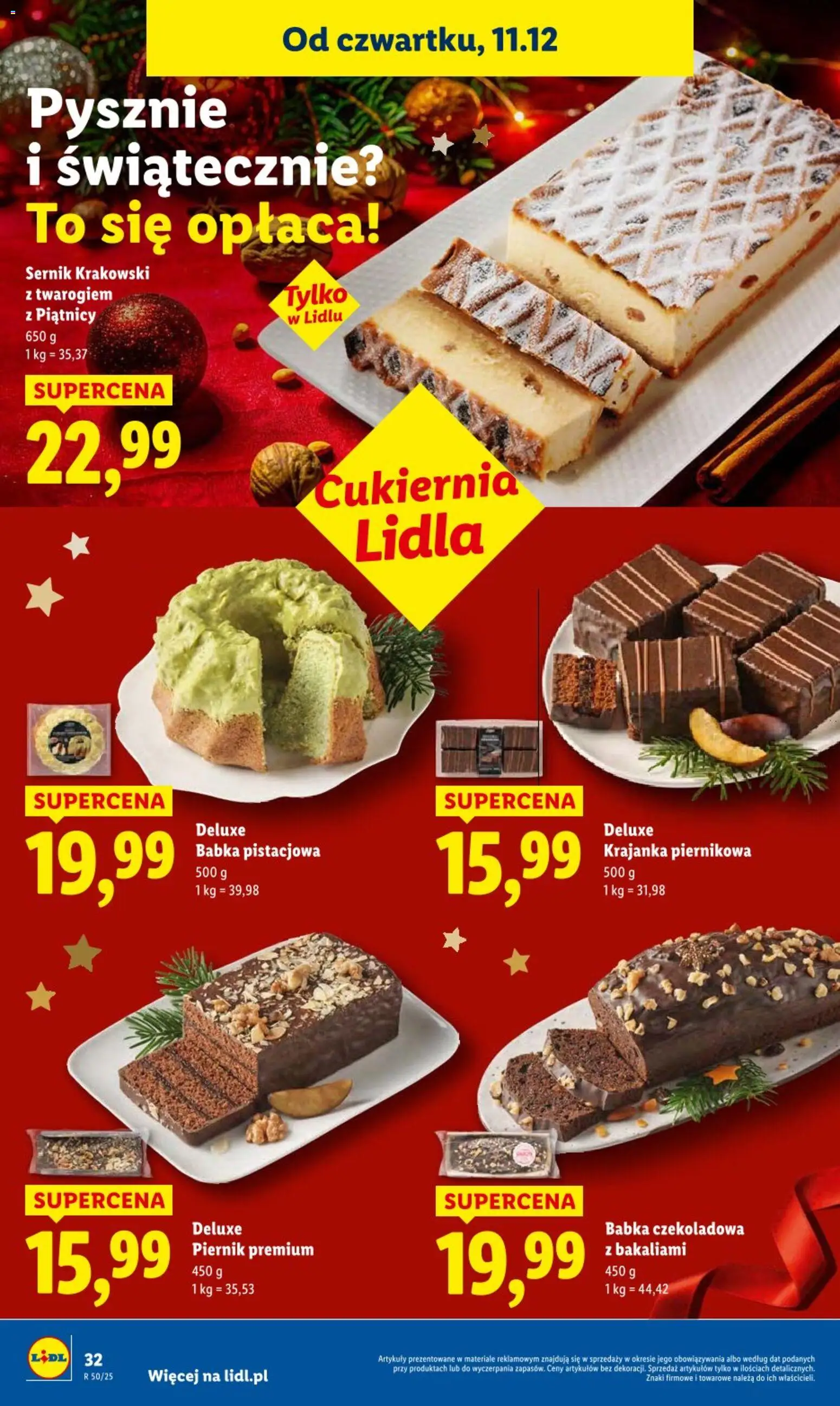 Lidl Gazetka od 11.12.2025 | Strona: 32 | Produkty: Czekoladowa, Piernik, Babka