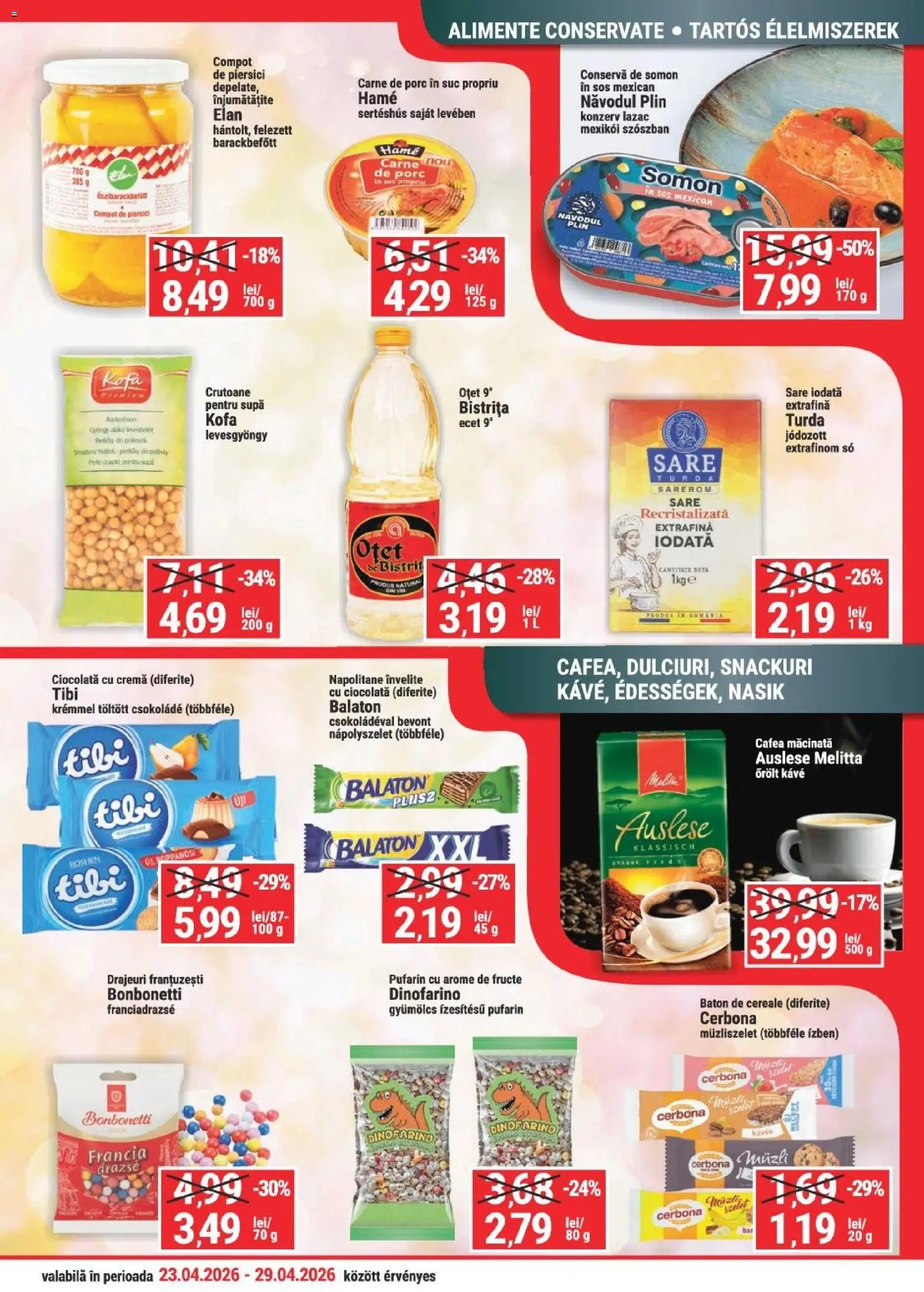 Noul catalog Merkur – valabil de la 23.04.2026 | Pagină: 3 | Produse: Napolitane, Oțet, Compot, Sos