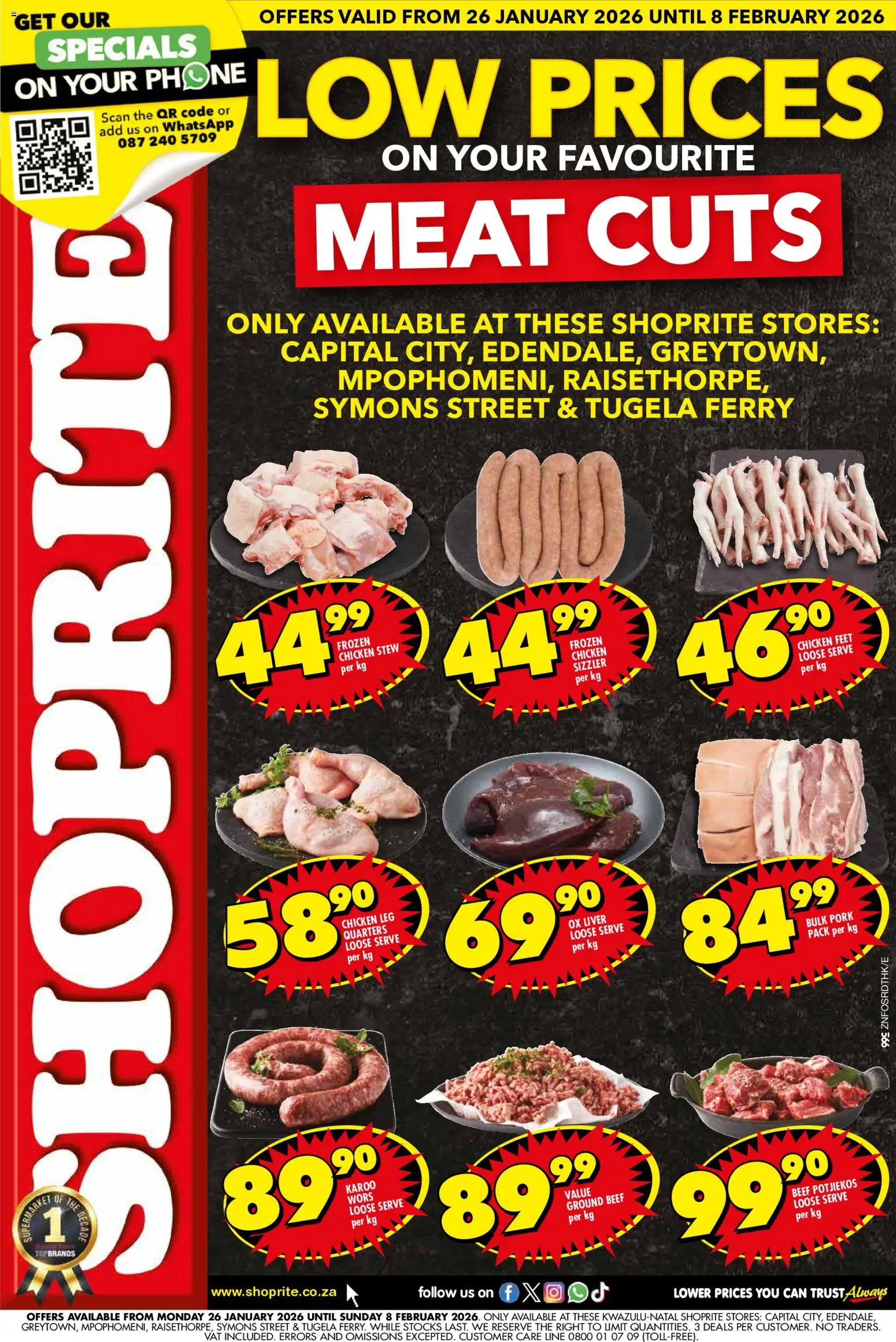 New Shoprite catalogue – valid from 26.01.2026 | Page: 1 | Products: Phone, Chicken, Pork, Beef