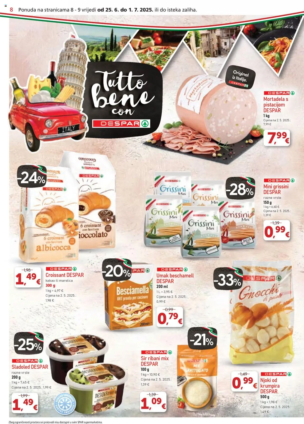 Spar katalog | vrijedi od 25.06.2025 | Stranica: 8 | Proizvodi: Sir, Njoki, Sladoled, Umak