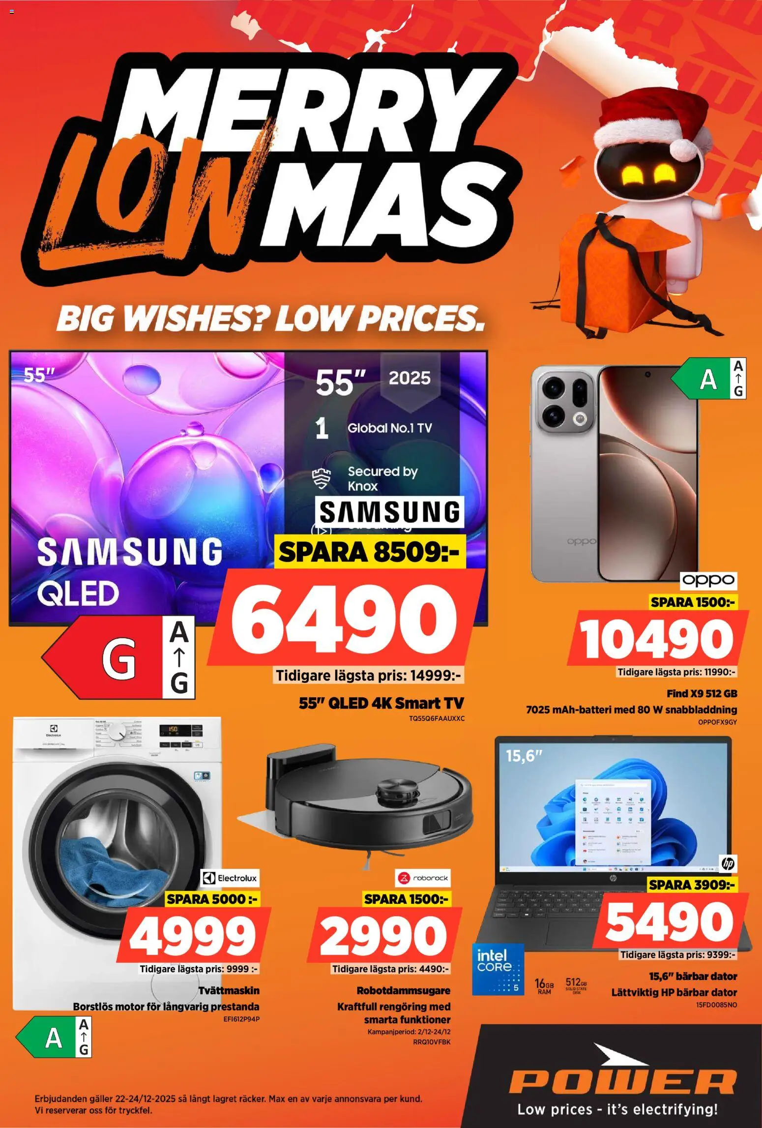 Power reklamblad aktuell från 22.12.2025 | Sida: 1 | Produkter: Smart tv, Dator, Tv, Tvättmaskin