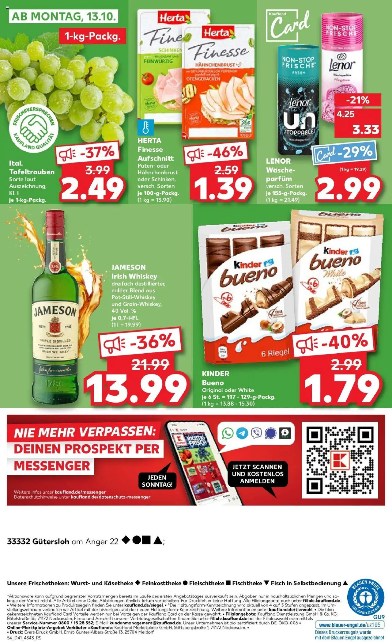Kaufland prospekt Gütersloh	 – gültig ab 09.10.2025 | Seite: 54 | Produkte: Lenor, Parfüm, Wurst, Hahnchenbrust