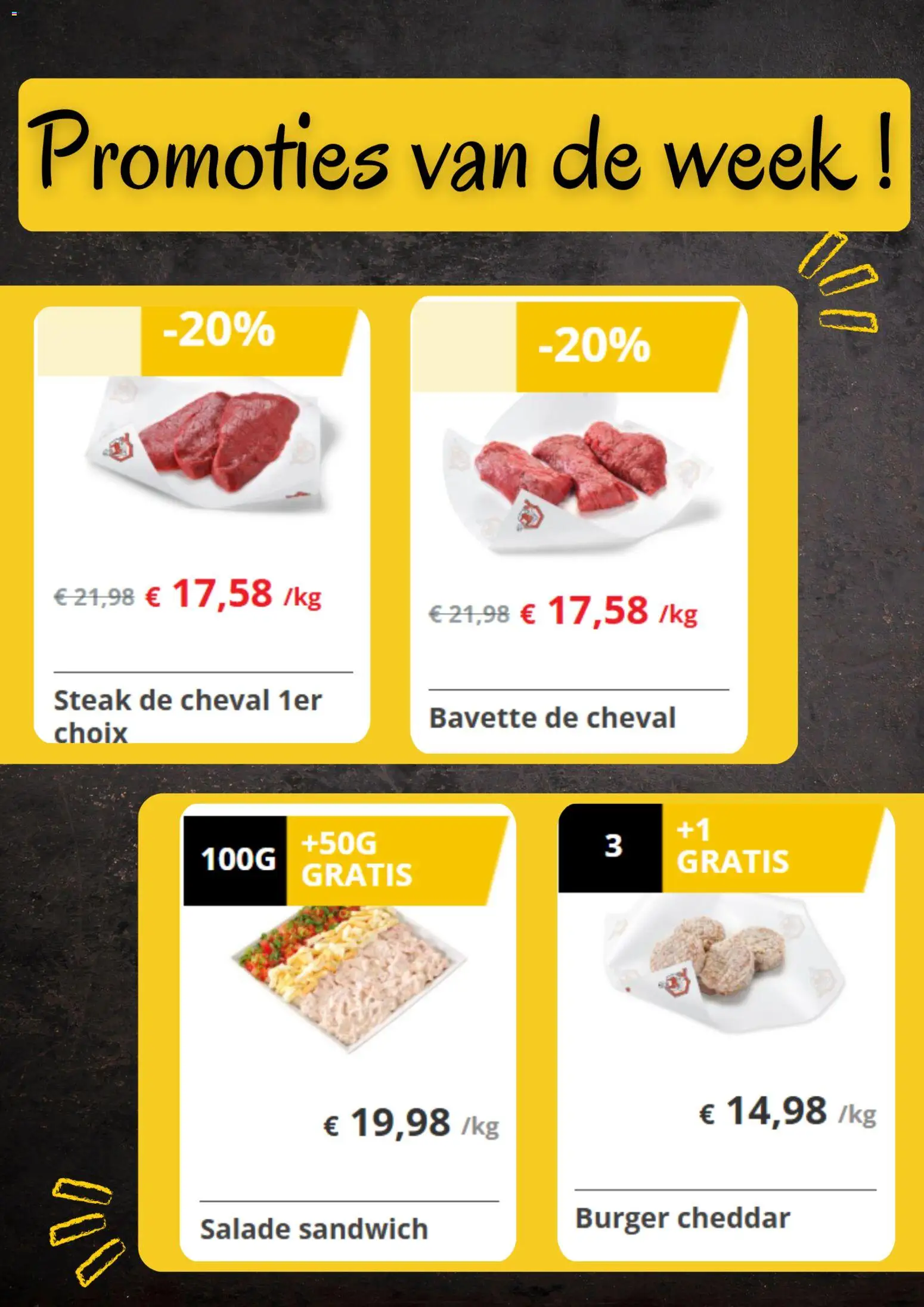 {H1} | Pagina: 3 | Producten: Steak, Sandwich, Salade, Cheddar