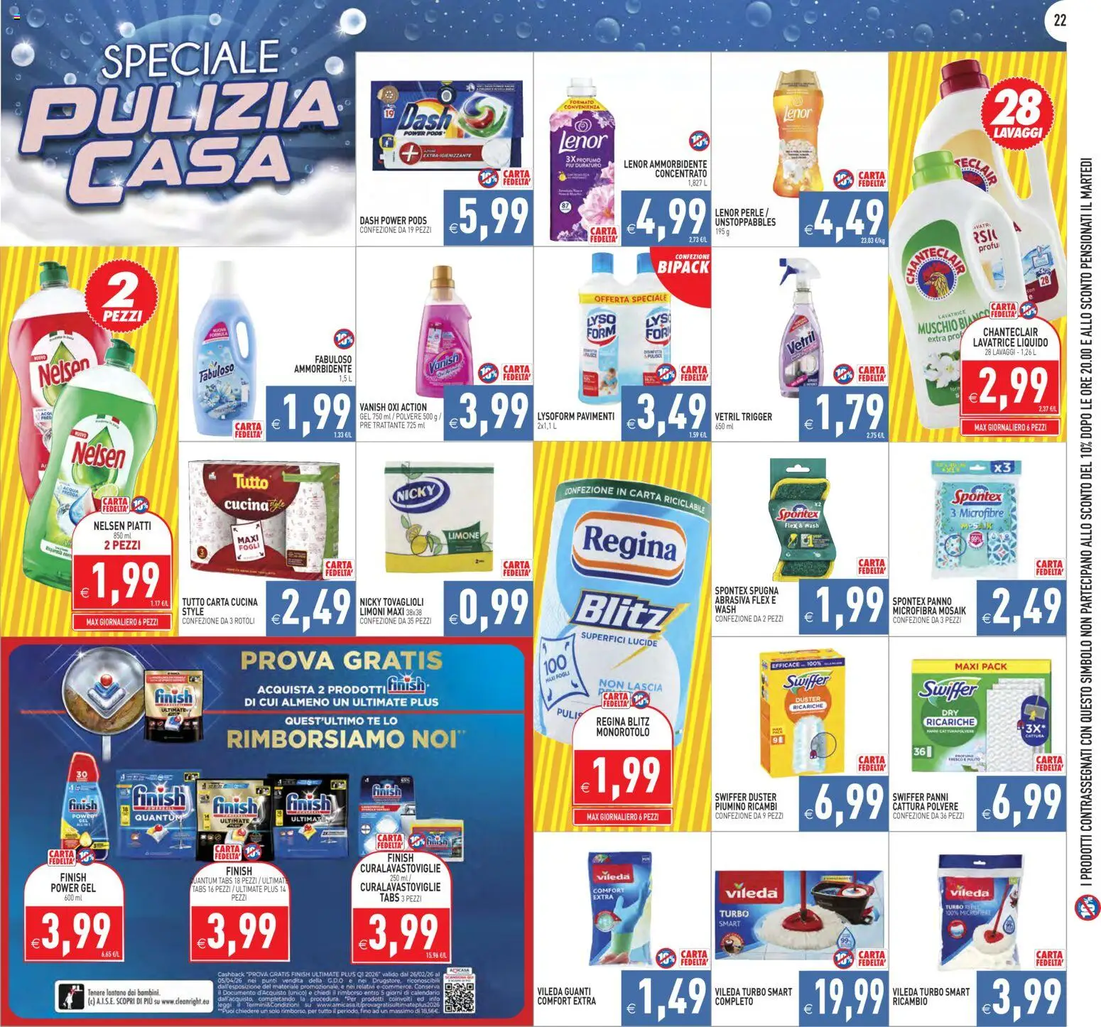 Volantino PIM Supermercati del 06.03.2026 | Pagina: 22 | Prodotti: Spugna, Ammorbidente, Tè, Guanti
