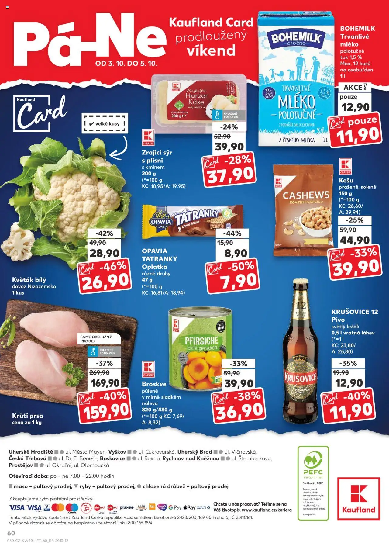 Kaufland leták od 01.10.2025 | Strana: 60 | Produkty: Mléko polotučné, Pivo, Květák, Krušovice 12