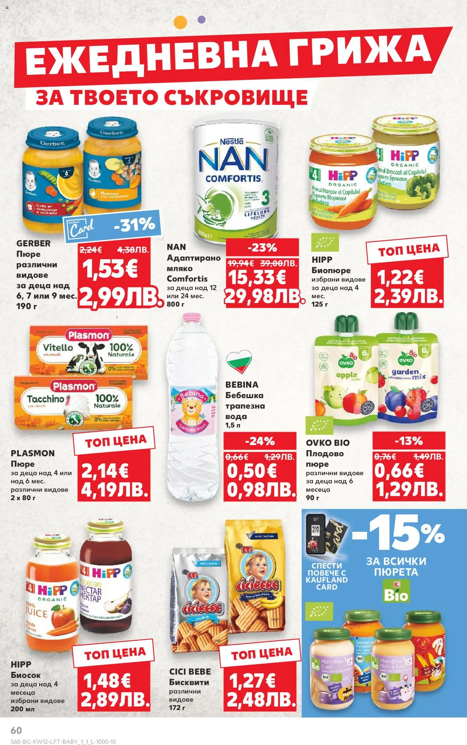 {H1} | Страница: 60 | Продукти: Мляко, Пюре, Адаптирано мляко, Бисквити