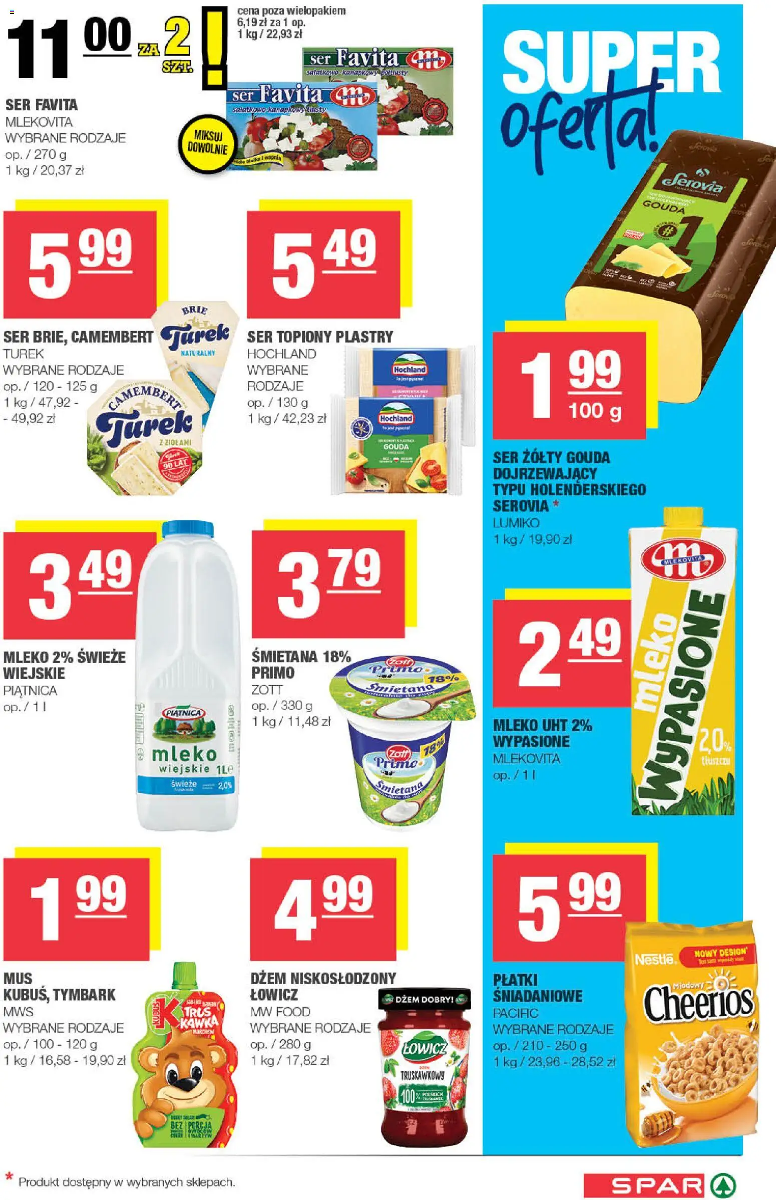 Spar gazetka od 08.04.2026 | Strona: 3 | Produkty: Dżem, Mleko, Ser, Płatki