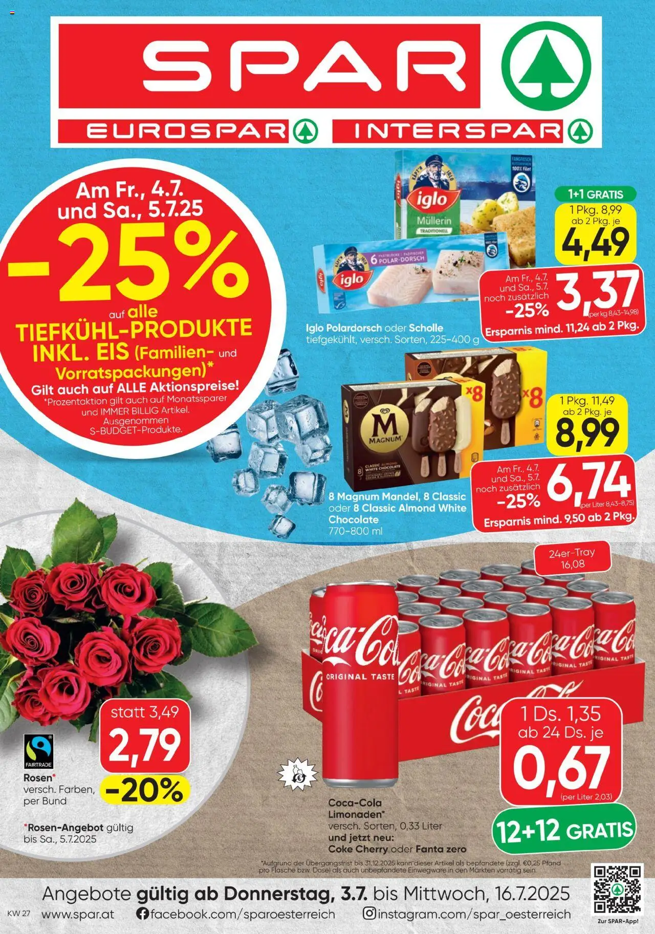 Spar Flugblatt gültig ab 03.07.2025 | Seite: 1 | Produkte: Eis