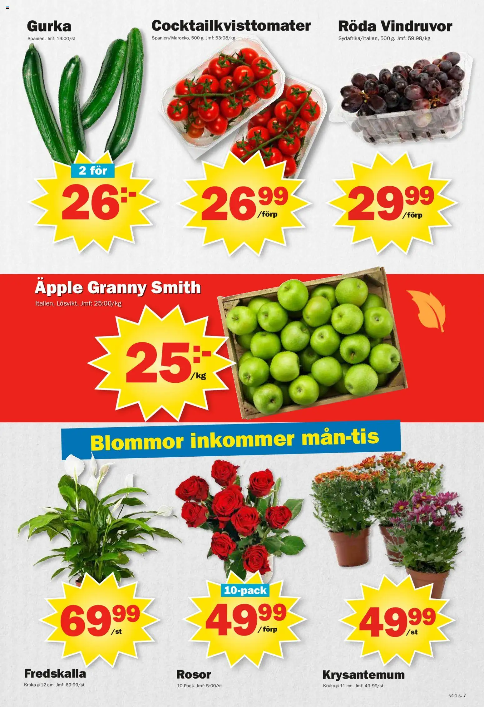 Pekås reklamblad aktuell från 27.10.2025 | Sida: 7 | Produkter: Vindruvor, Kruka, Äpple, Gurka