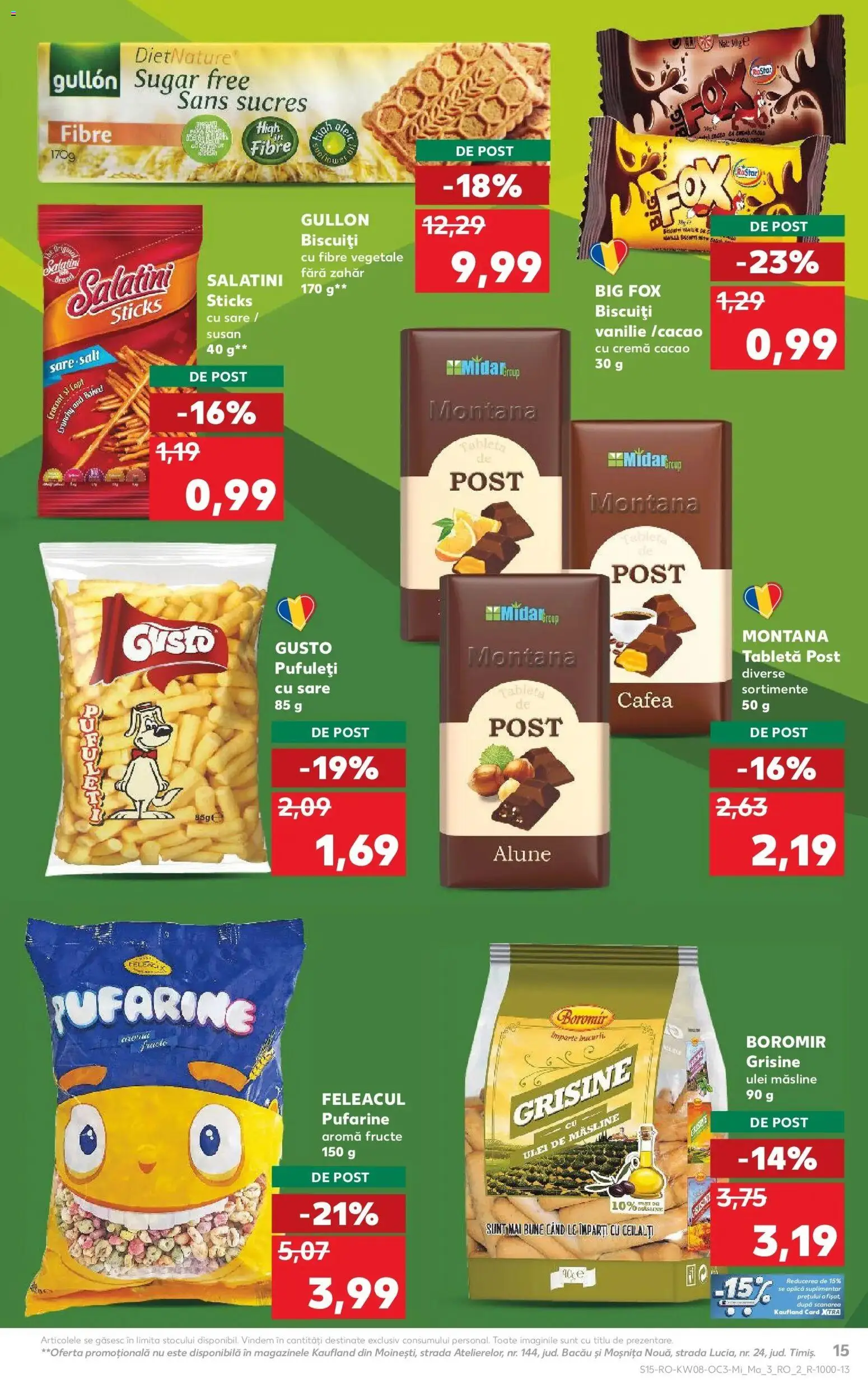 Noul catalog Kaufland – valabil de la 18.02.2026 | Pagină: 15 | Produse: Măsline, Ulei, Pufuleți, Biscuiți