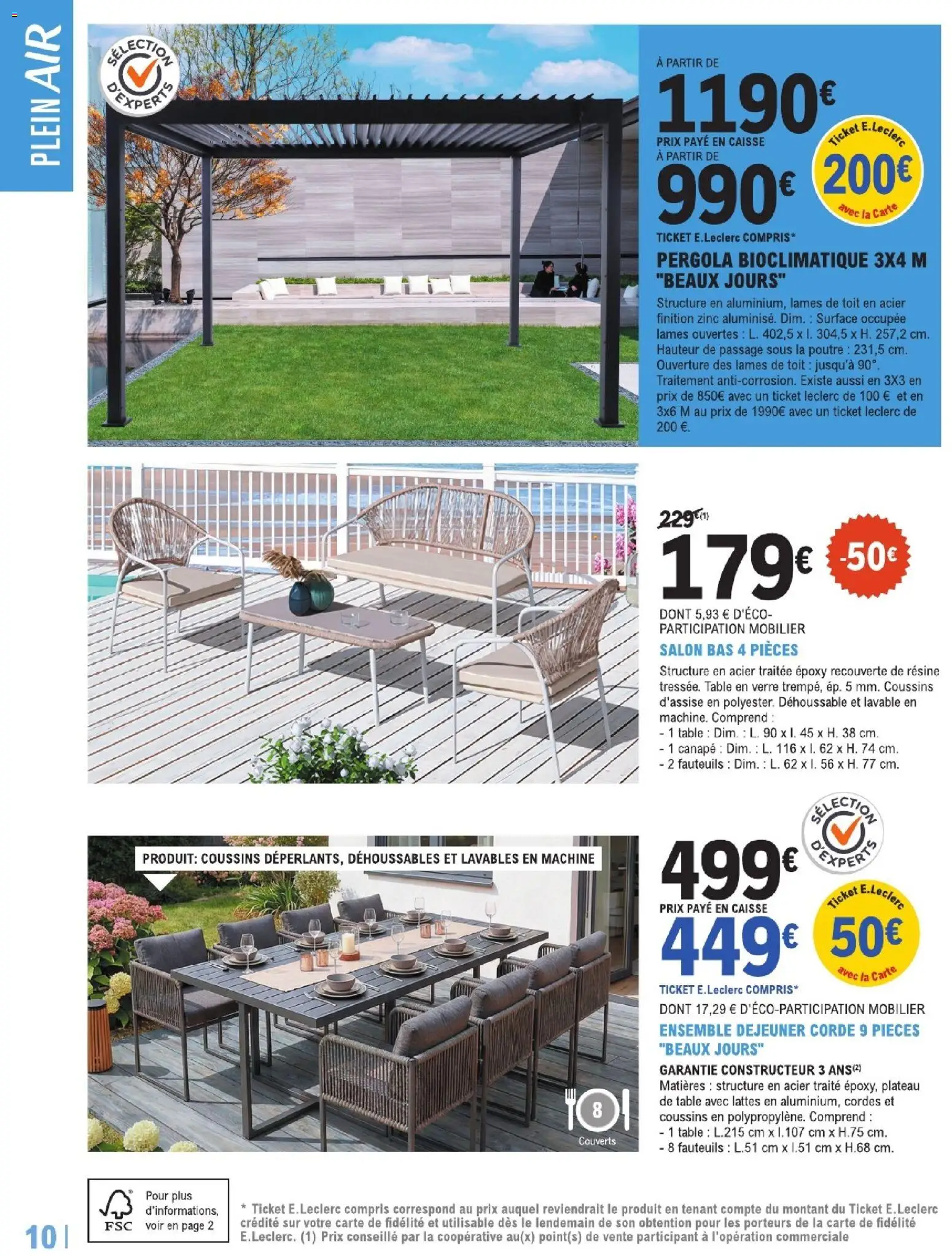 {H1} | Page: 10 | Produits: Plateau, Cordes, Pergola, Table