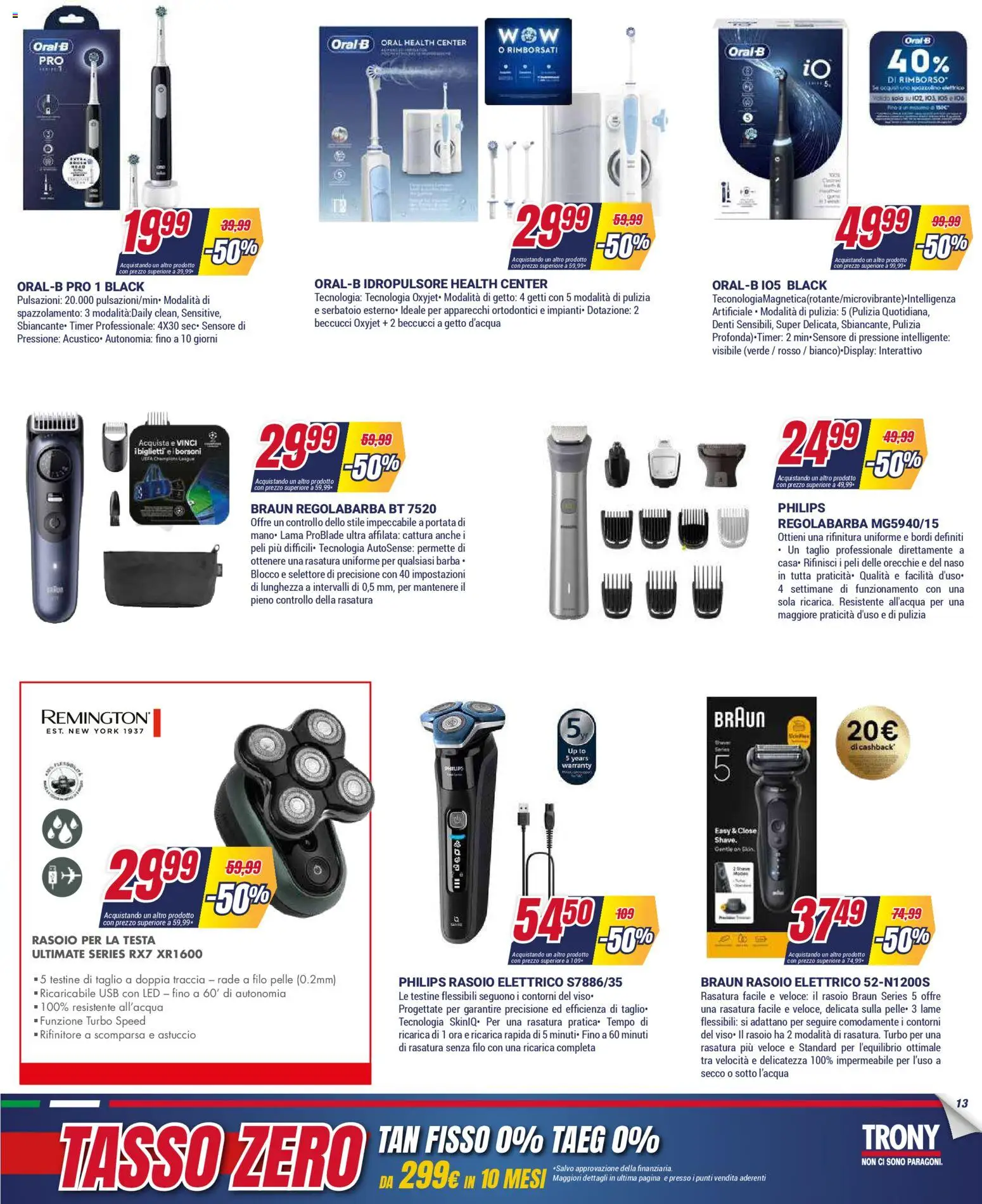Volantino Trony del 04.12.2025 | Pagina: 13 | Prodotti: Rasoio, Spazzolino, Astuccio, Spazzolino elettrico