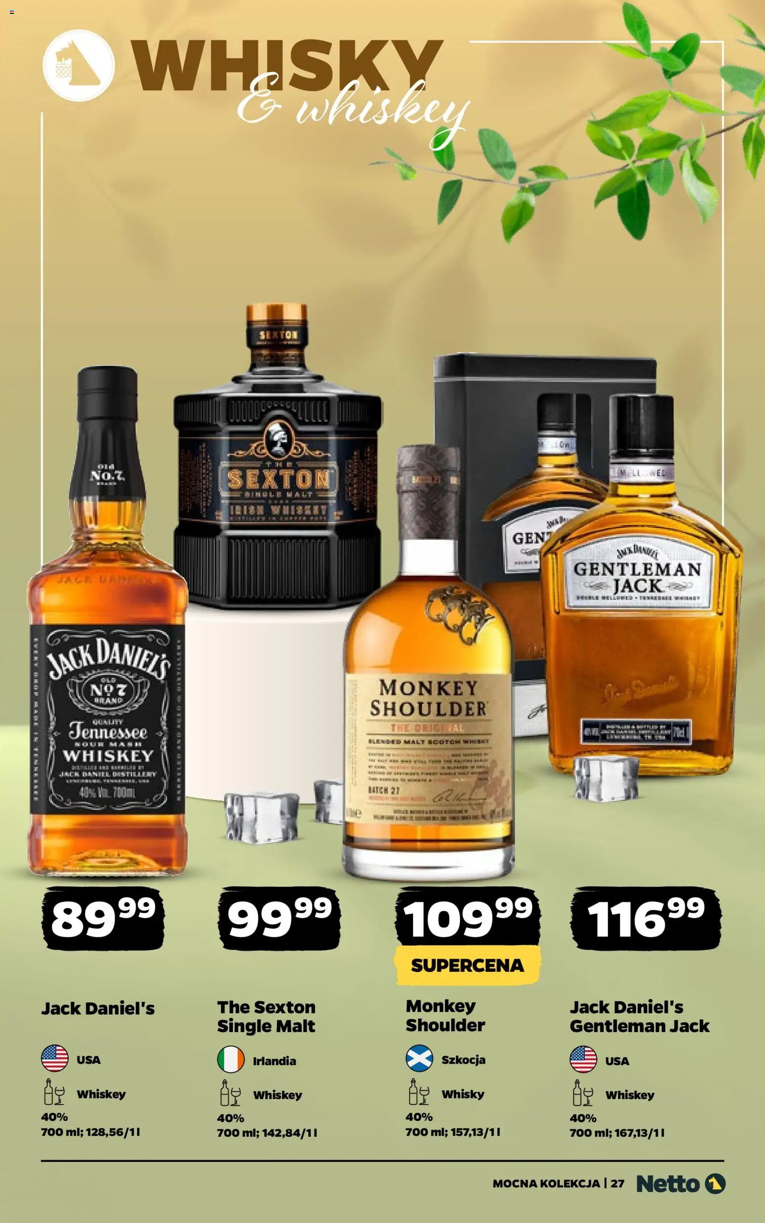 Netto gazetka - Alkohole mocne od 16.03.2026 | Strona: 27 | Produkty: Gentleman Jack, Jack Daniel's, Whisky