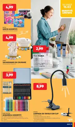 Anteprima del volantino LAMPADA DA TAVOLO CON CLIP, • potenza: 3,5 W • intensità luminosa: max. 300 lm • temperatura colore: dimmerabile in modo continuo tra 3.000 Ke 6.500 K • durata: circa 25.000 h valido a partire dal 16.03.2026 | Pagina: 25