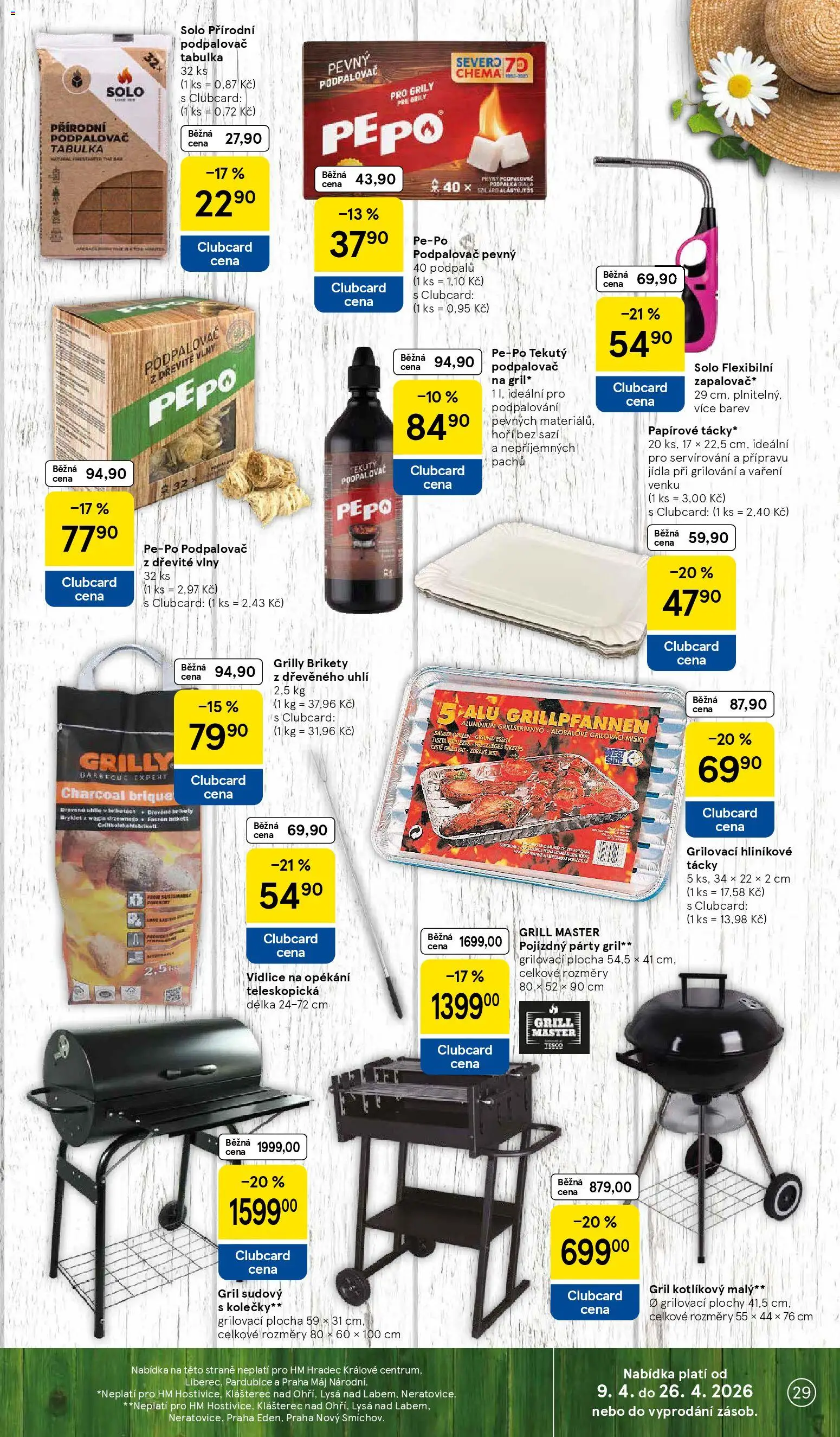 Tesco leták - Hypermarket od 07.04.2026 | Strana: 29 | Produkty: Grilování, Brikety, Pepo podpalovač, Gril