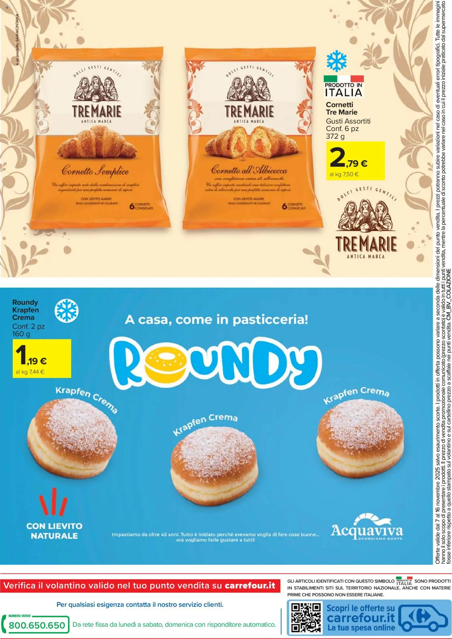 Volantino Carrefour del 07.11.2025 | Pagina: 2 | Prodotti: Crema, Cornetto, Scaffale