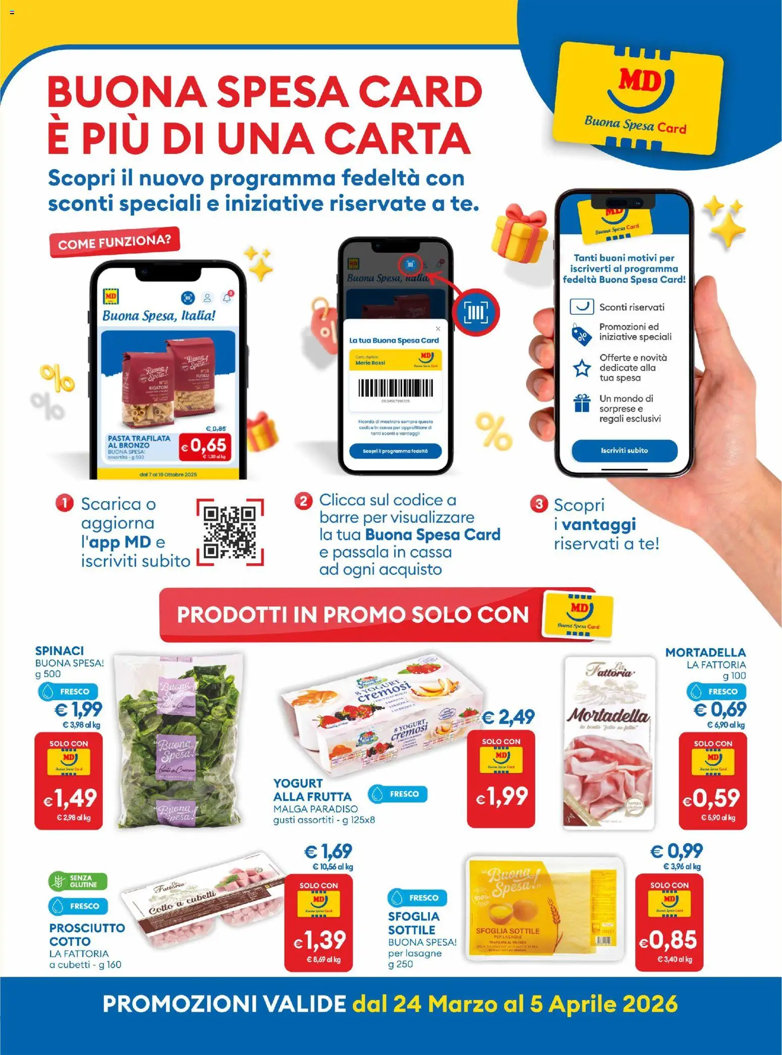 Volantino MD Discount del 24.03.2026 | Pagina: 21 | Prodotti: Tè, Pasta, Spinaci, Fusilli