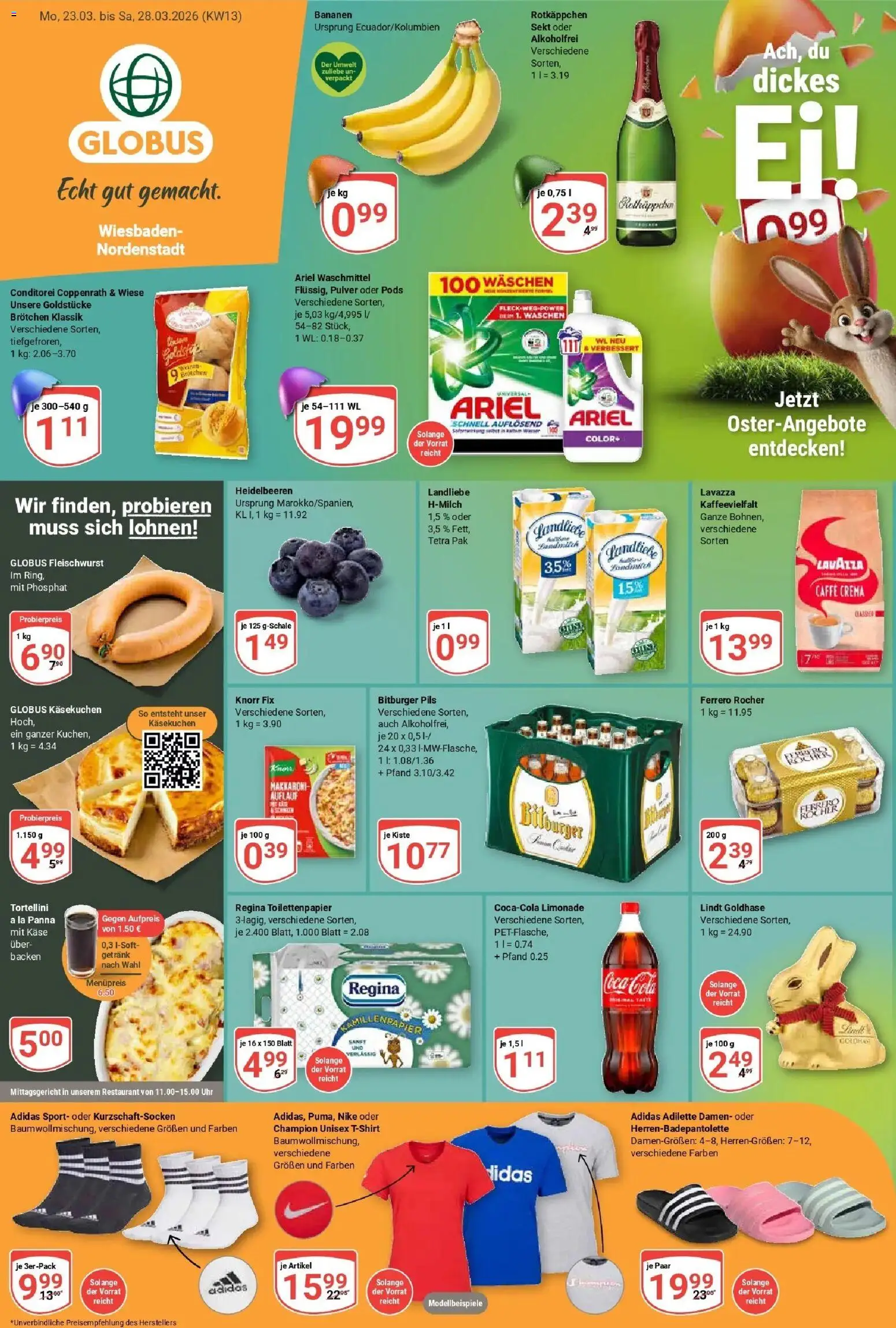Globus prospekt Wiesbaden-Nordenstadt	 – gültig ab 23.03.2026 | Seite: 1 | Produkte: Knorr fix, Bananen, Knorr, Uhr