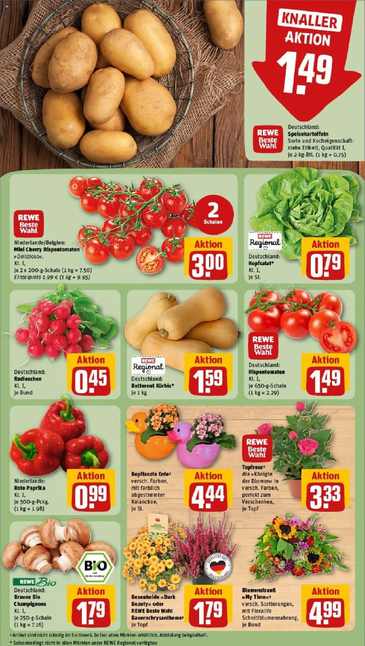 Rewe prospekt Kleinostheim	 – gültig ab 01.09.2025 | Seite: 9 | Produkte: Blumen, Champignons, Paprika