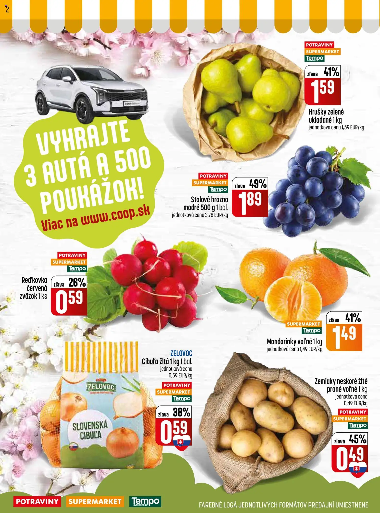 Nové COOP Jednota akcie – leták je platný od 19.03.2026 | Strana: 2 | Produkty: Mandarinky, Zemiaky, Hrušky, Hrozno