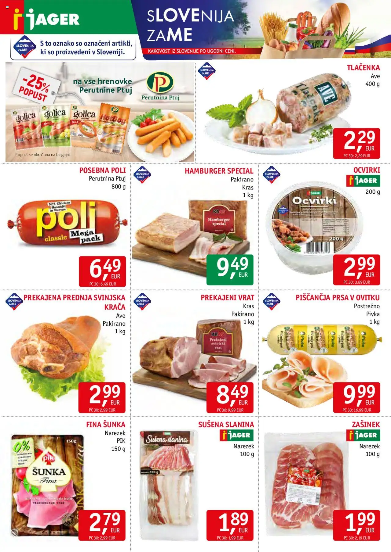 Jager katalog │ velja od 16.07.2025 | Stran: 2 | Izdelki: Narezek, Slanina, Ocvirki, Sunka