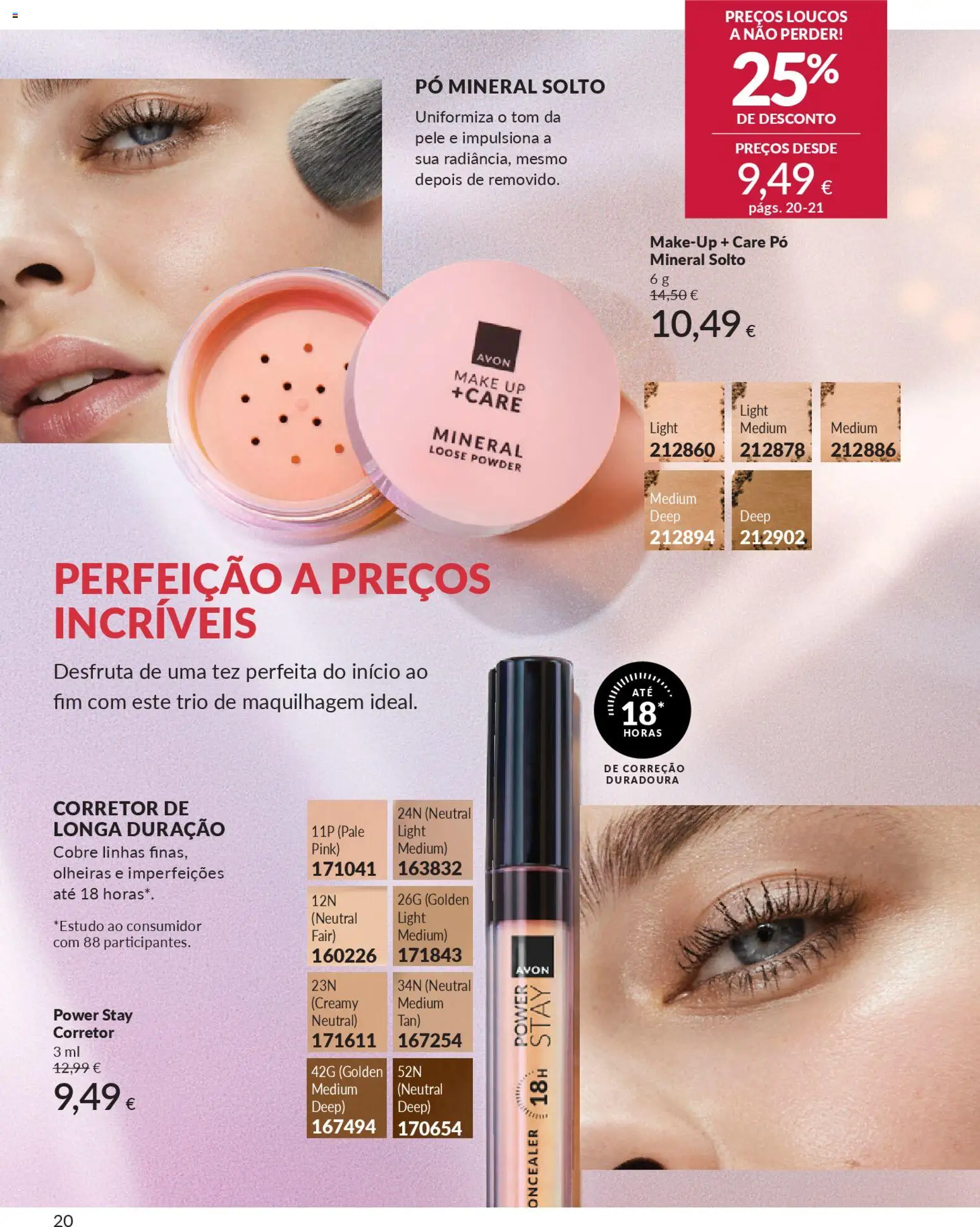 Catálogo Avon Campanha 1 │ válido de 01.01.2026 | Página: 20 | Produtos: Pó, Maquilhagem, Corretor