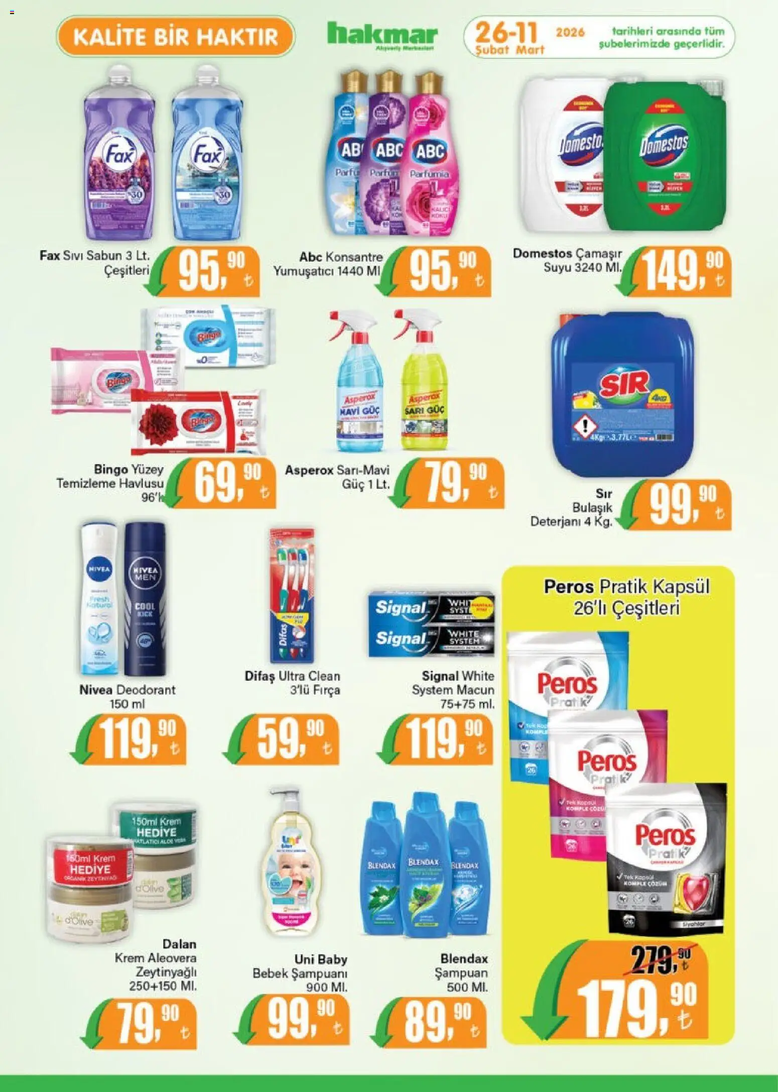 Hakmar Katalog - 26.02.2026 tarihinden itibaren geçerlidir | Sayfa: 7 | Ürünler: Fırça, Deodorant, Yumuşatıcı, Bulaşık deterjanı