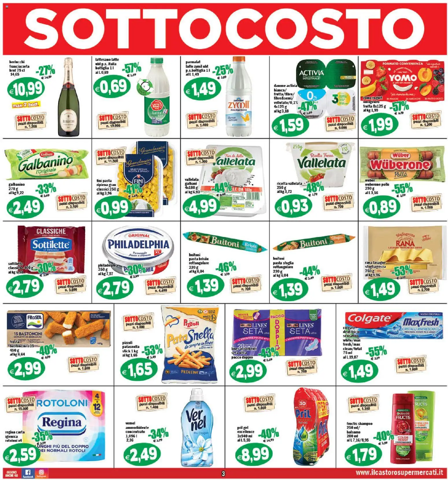 Volantino Il Castoro del 17.03.2026 | Pagina: 3 | Prodotti: Dentifricio, Pollo, Latte, Pasta