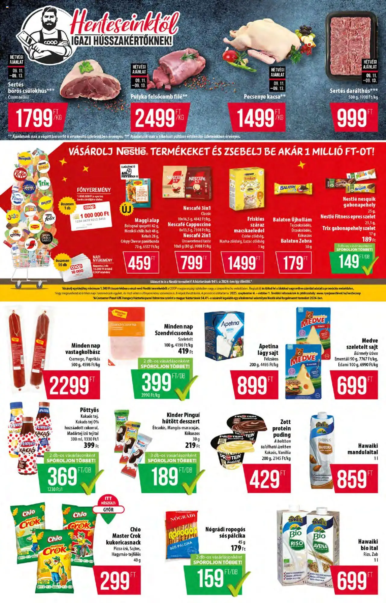 COOP akciós ujság - amely érvényes a következő dátumtól: 11.09.2025 | Oldal: 3 | Termékek: Puding, Gabonapehely, Nesquik, Kacsa