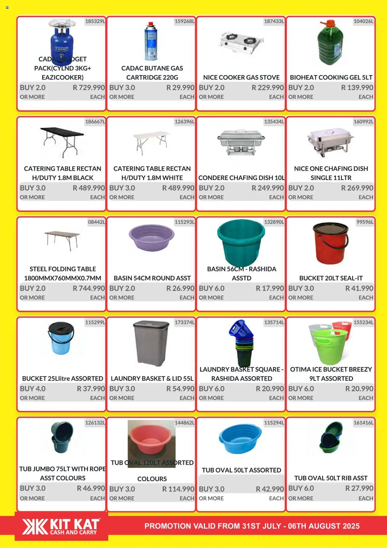 KIT KAT Cash & Carry Weekly Traders Special │ valid from 31.07.2025 | Page: 30 | Products: Stove, Cooker, Basket, Basin