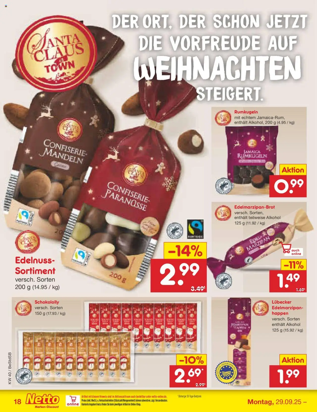 Netto Marken-Discount Prospekt 	 – gültig ab 29.09.2025 | Seite: 18 | Produkte: Mandeln, Rumkugeln