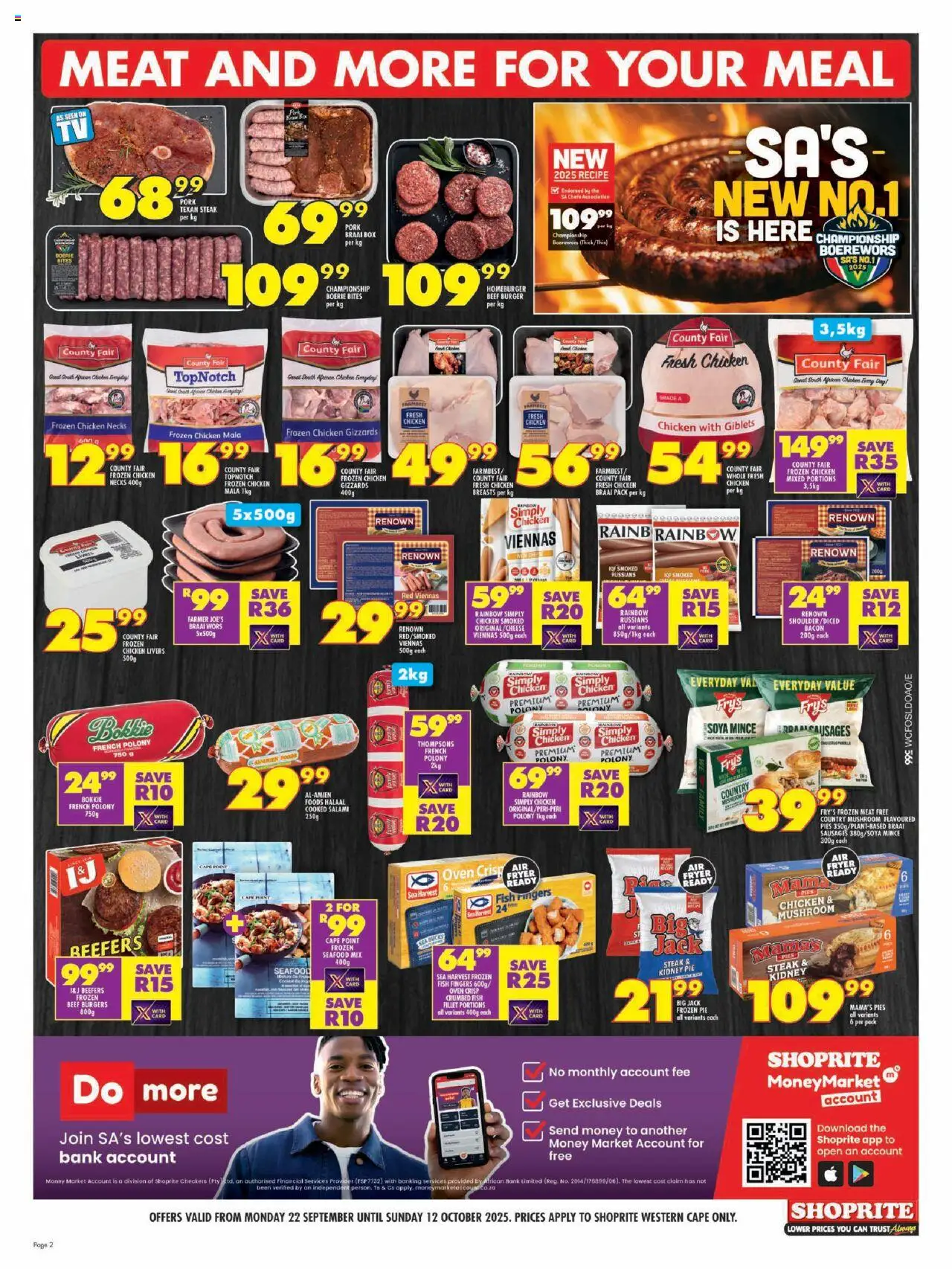 New Shoprite catalogue – valid from 22.09.2025 | Page: 2 | Products: Oven, Steak, Chicken, Fry's