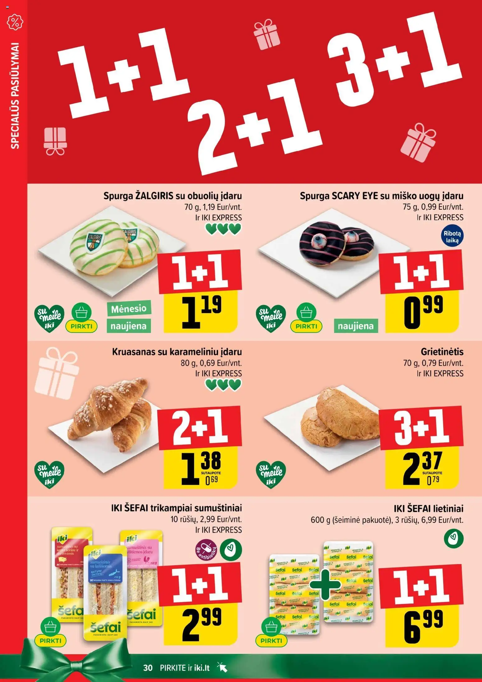 IKI akcijos nuo 27.10.2025 | Puslapis: 30 | Prekių: Spurga, Sumuštinis