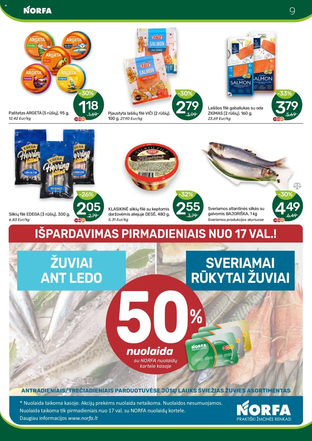 NORFA leidinys│galioja nuo 29.05.2025 | Puslapis: 9 | Prekių: Lašišų filė, Lašišos