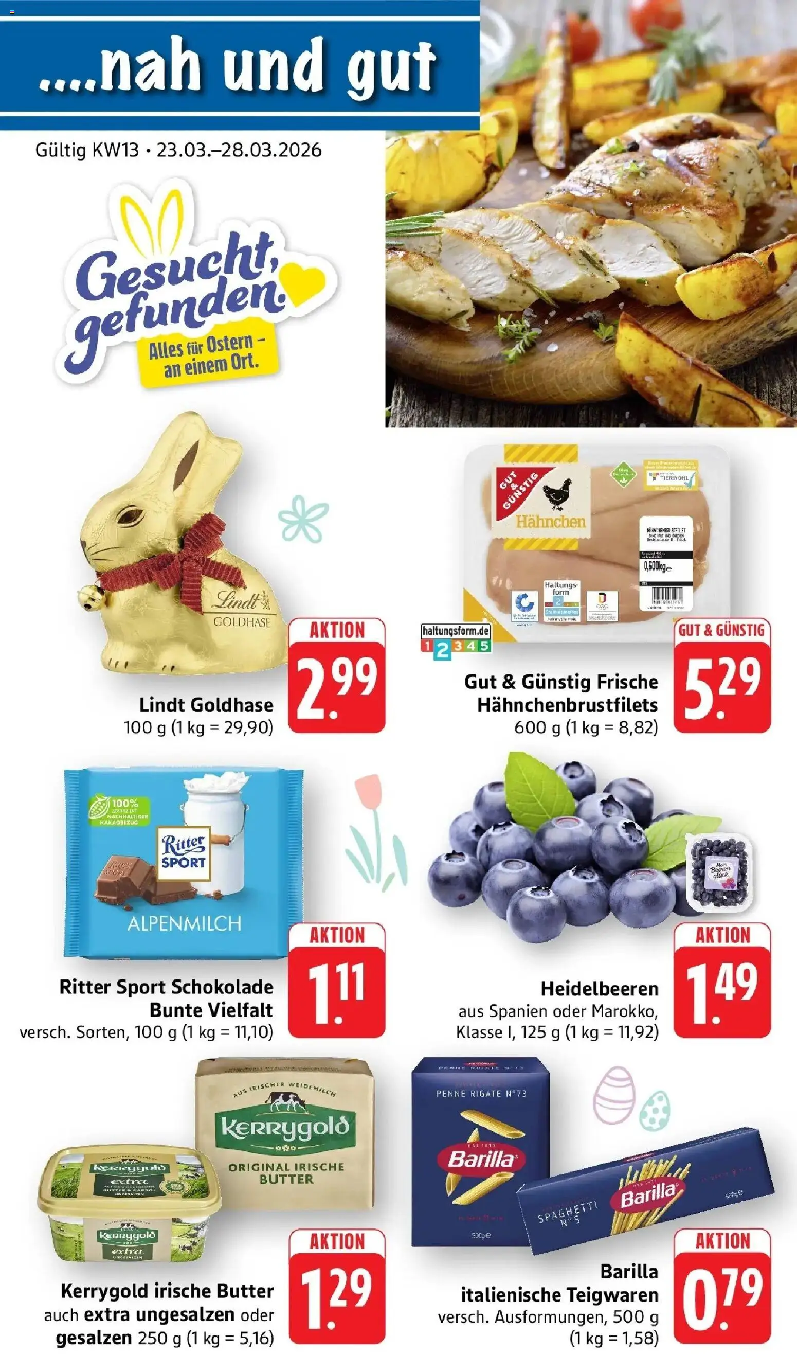 Angebote – gültig ab 23.03.2026 | Seite: 1 | Produkte: Schokolade, Rapsöl, Heidelbeeren, Lindt