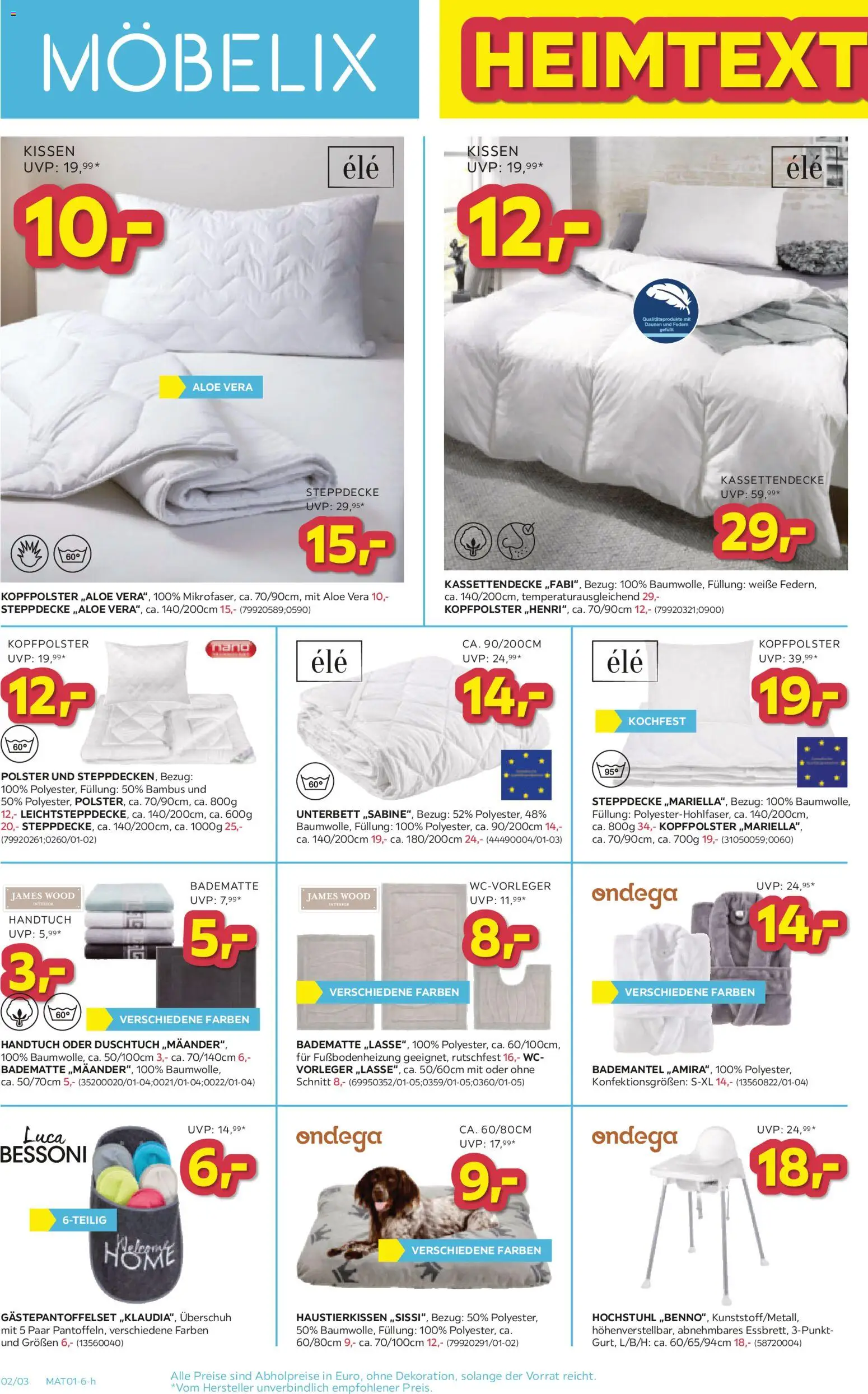 Möbelix Heimtextilien-Woche gültig ab 22.12.2025 | Seite: 2 | Produkte: Bademantel, Kissen