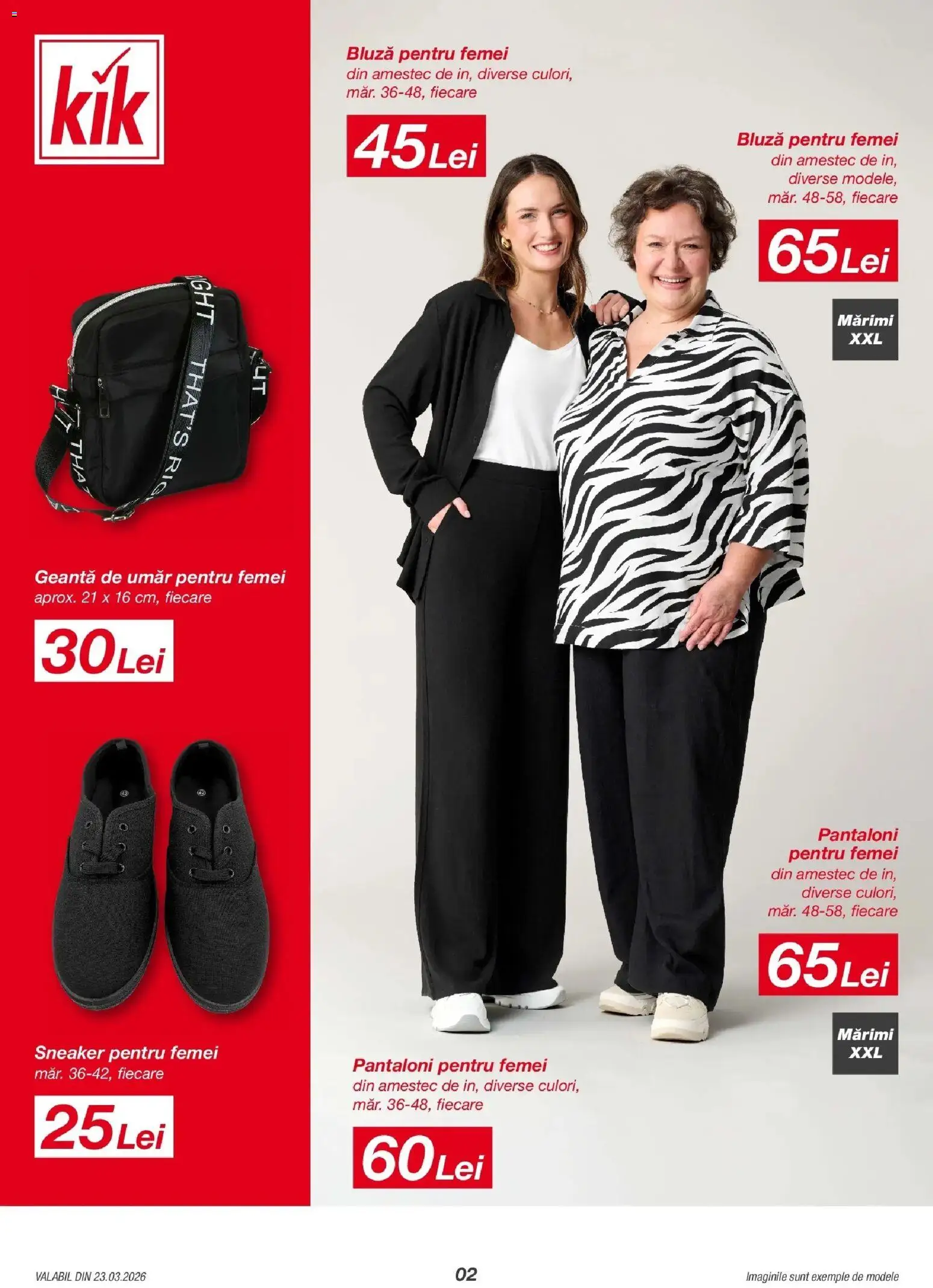 Noul catalog Kik – valabil de la 23.03.2026 | Pagină: 2 | Produse: Geantă, Bluză, Pantaloni
