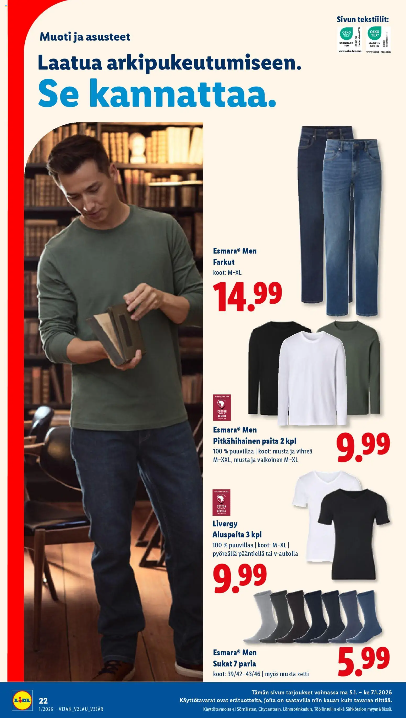 Lidl tarjoukset – voimassa 01.12.2025 alkaen | Sivu: 28 | Tuotteet: Paita, Sukat, Farkut